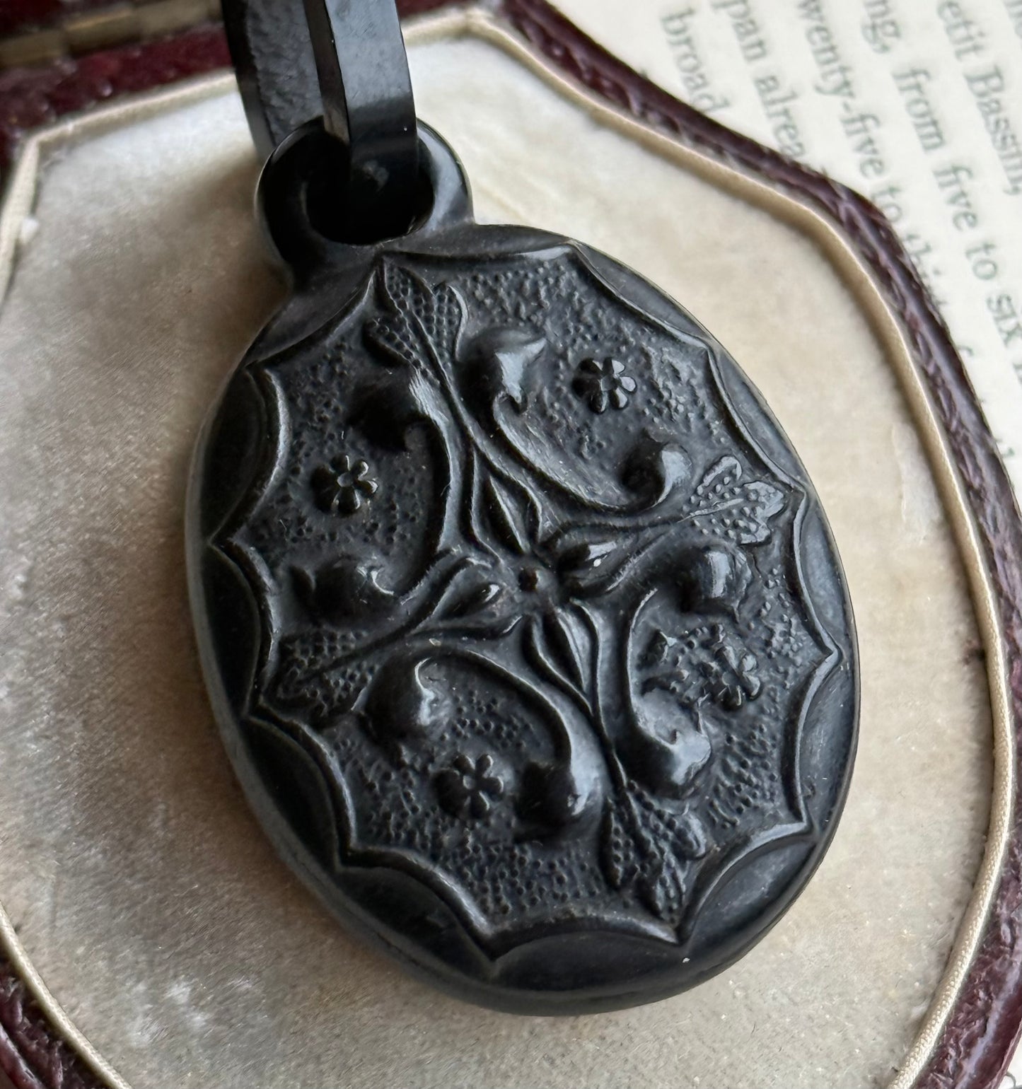 Victorian Derby Whitby Jet Pendant ; Circa 1870