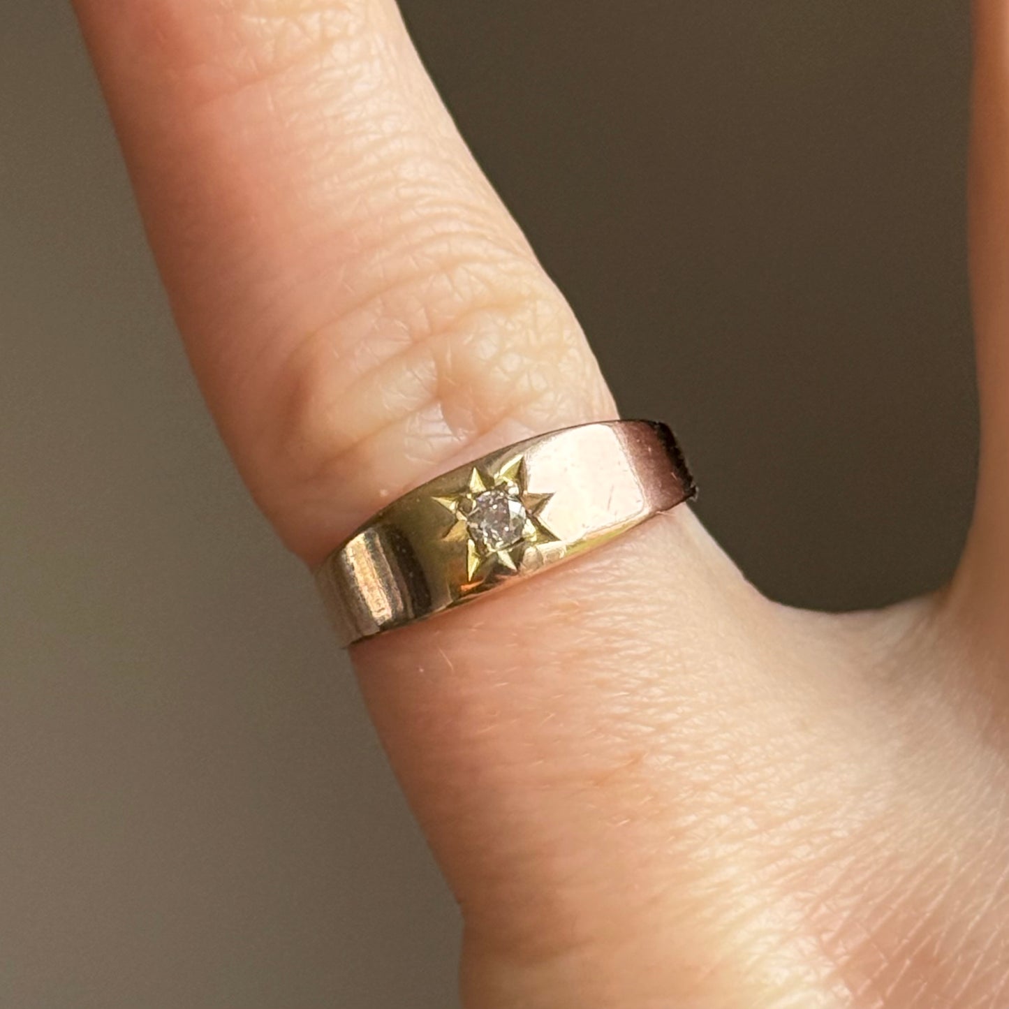 Antique Victorian Diamond Starburst Ring in 9 Carat Gold; Circa 1895