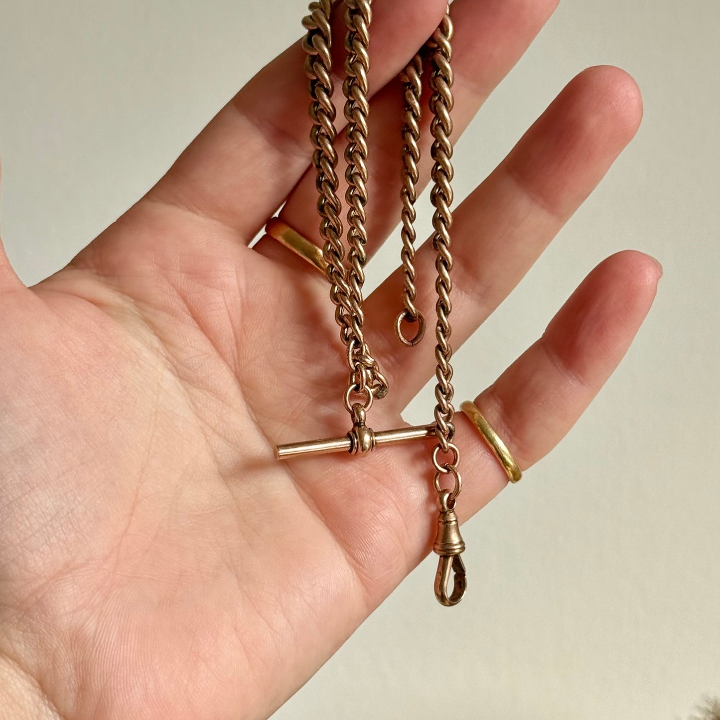 Miniature antique Albert Chain in 9 Carat Rose Gold; Circa 1895