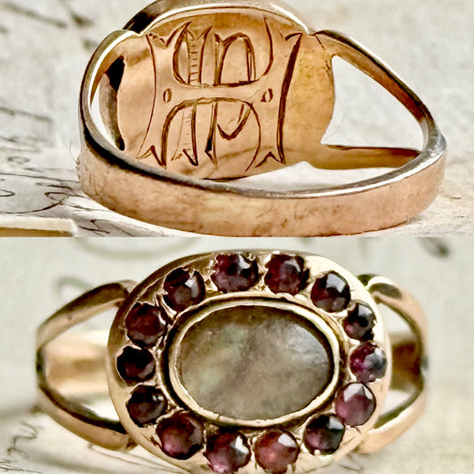 Antique Victorian Almandine Garnet Mourning Ring