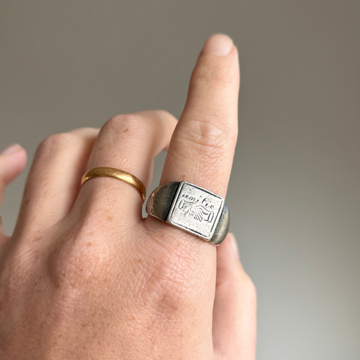 Antique Silver 'Amitie' European Friendship Ring