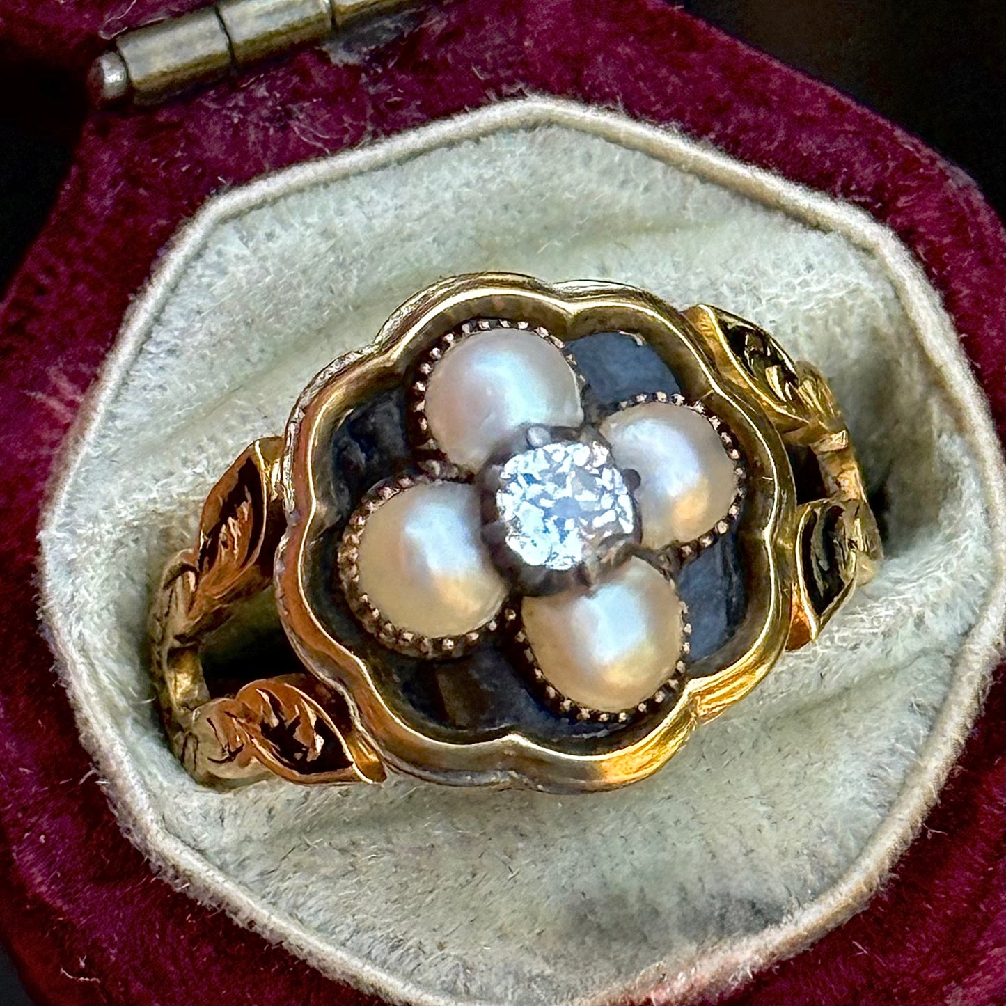 Antique Diamond Mourning Ring; Circa 1839