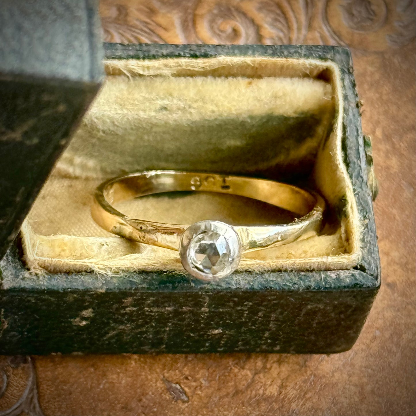 Vintage Rose Cut Solitaire Ring in 9 Carat Gold