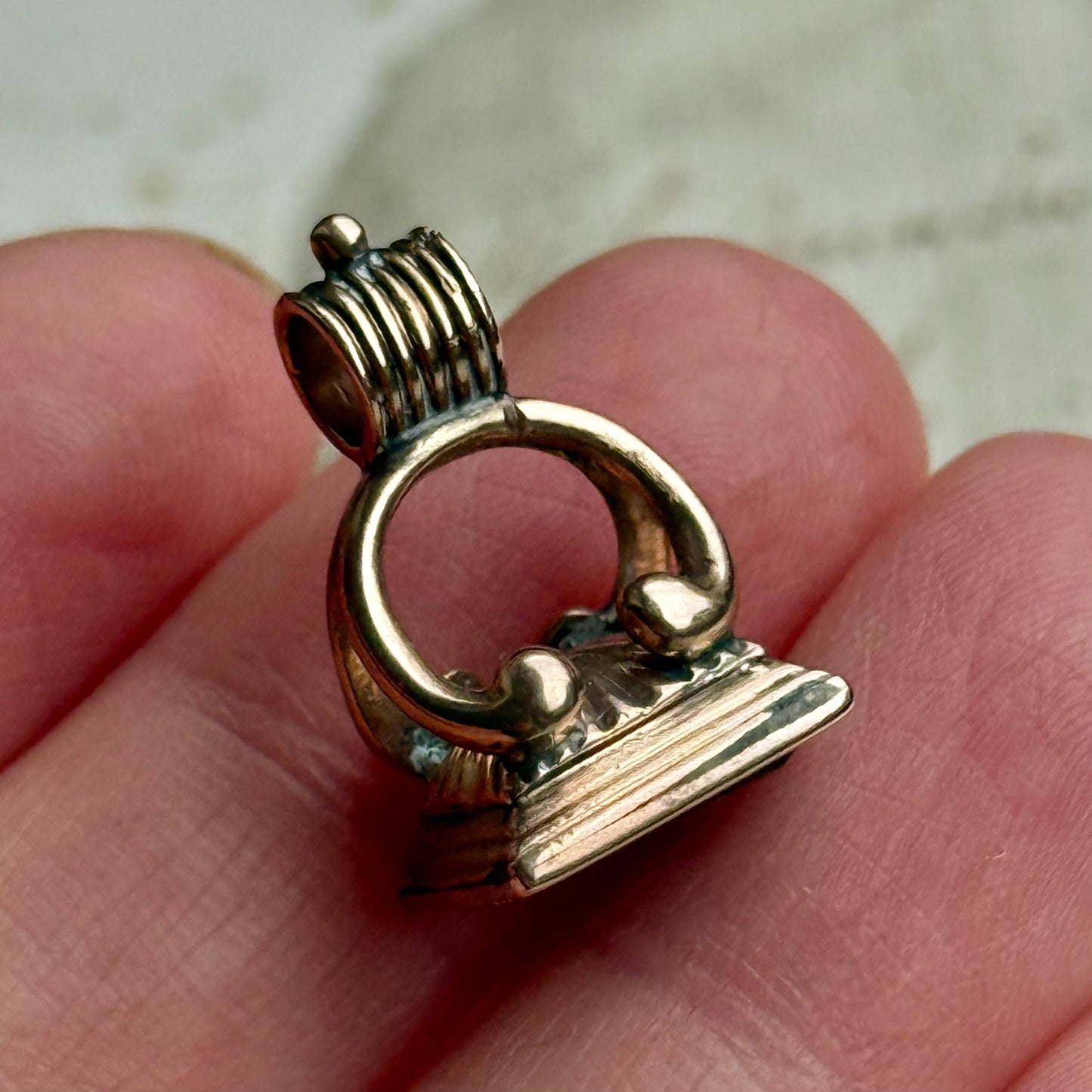 Antique Thistle Intaglio Fob Pendant in 9 carat Gold; Circa 1830