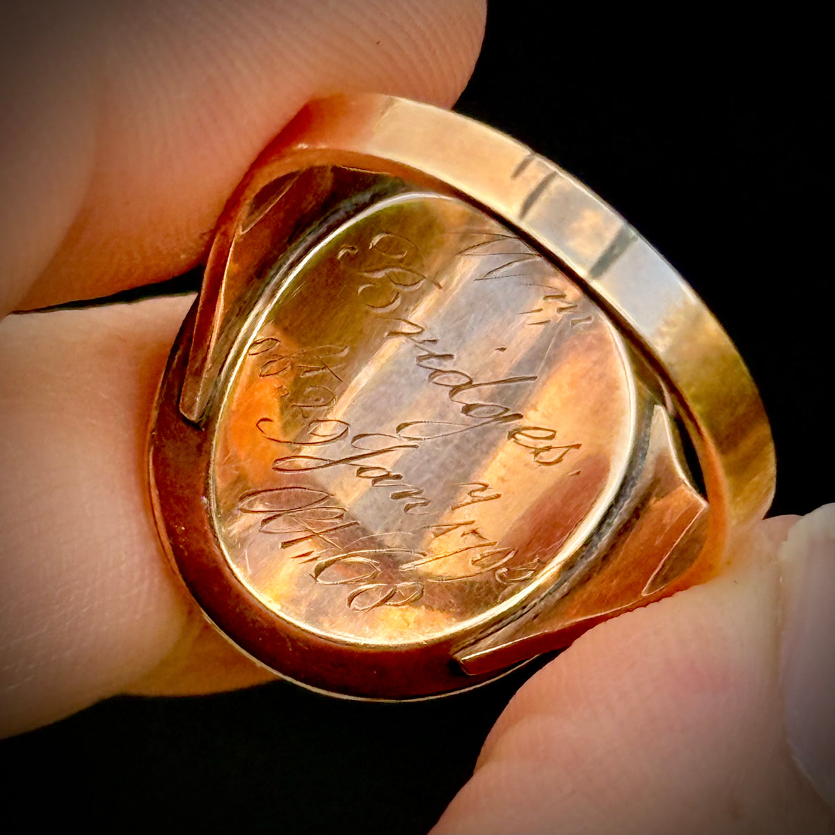 Antique Georgian Mourning Ring in 9 Carat Rose Gold; circa 1795