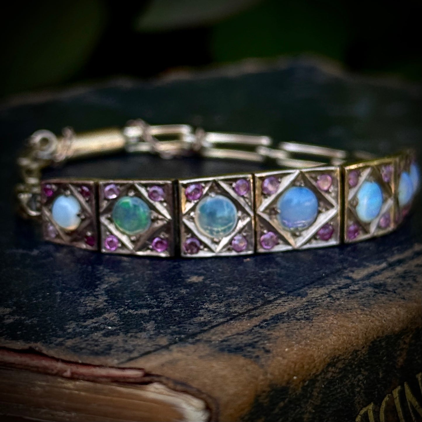 Vintage Opal & Ruby Bracelet in 5 Carat Gold