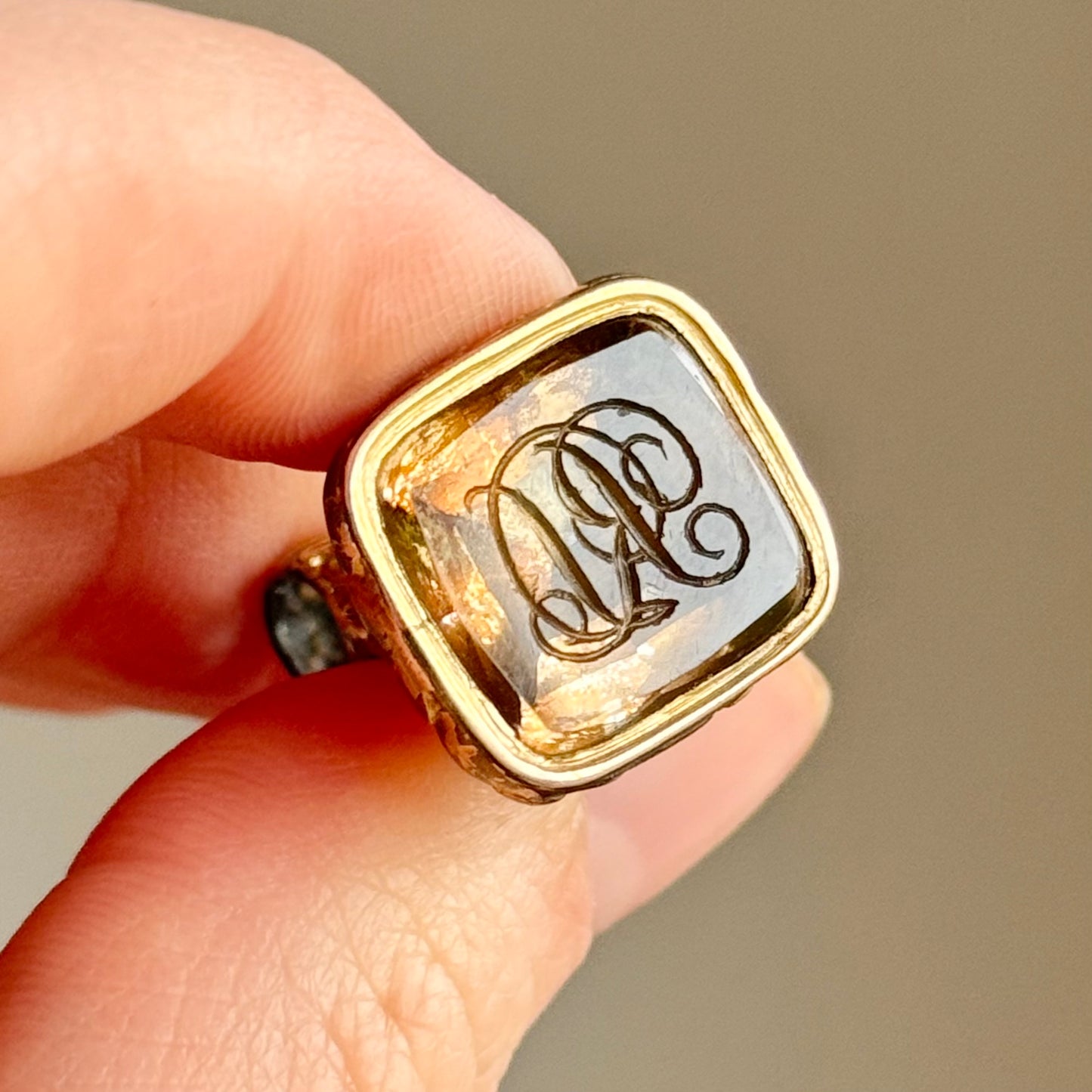 Antique Victorian Initial Intaglio fob Pendant