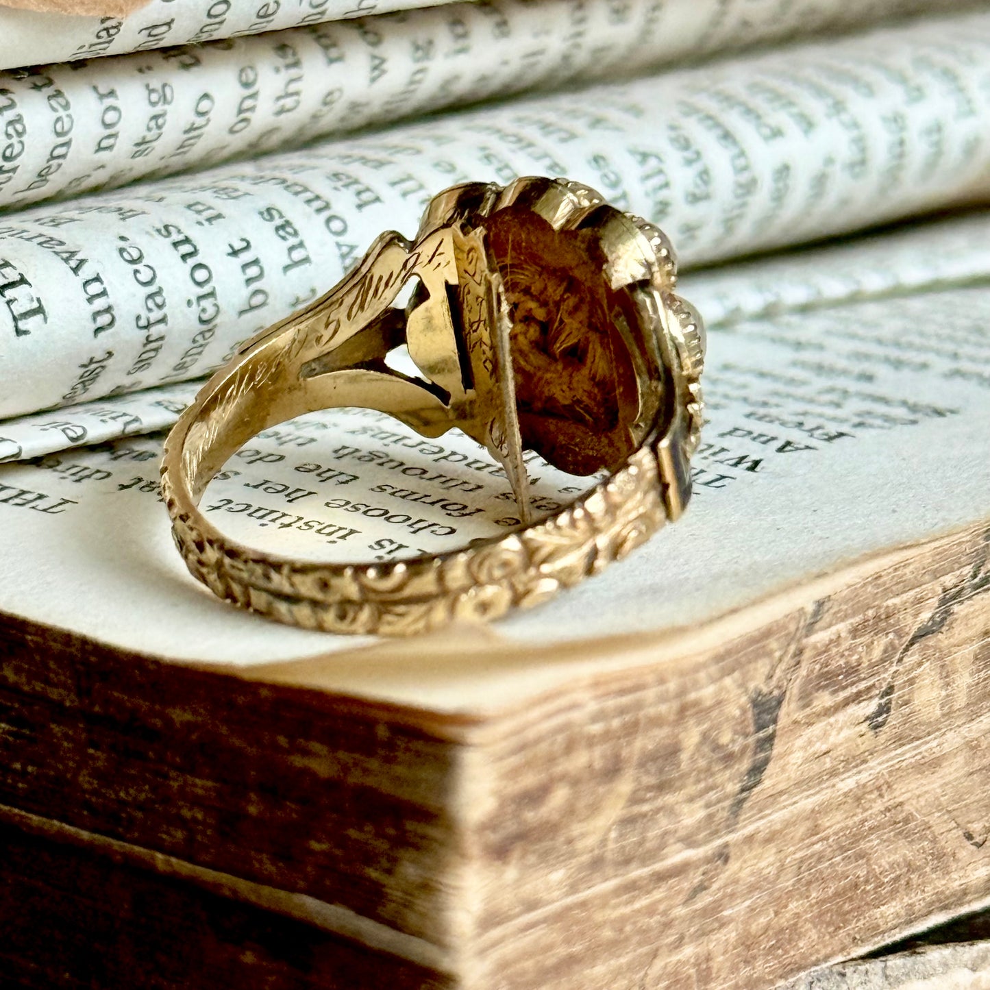 Georgian Era Hidden Locket Mourning Ring; Circa 1829