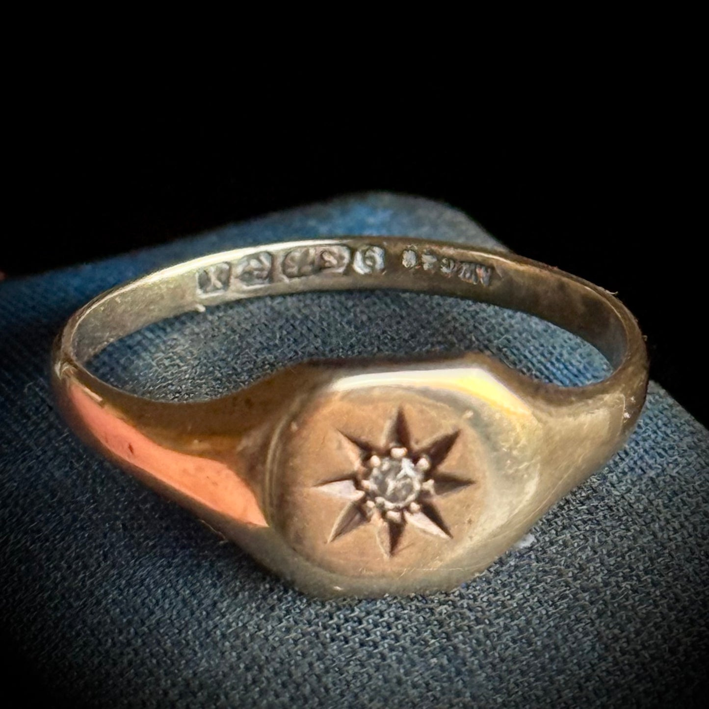 Vintage Diamond Signet Ring; Circa 1947