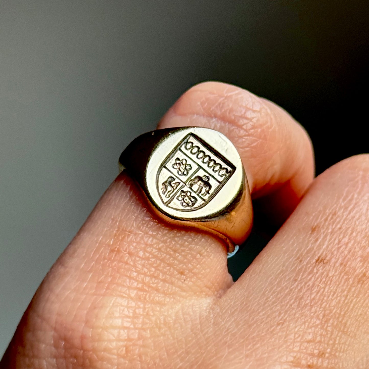 Vintage Chunky Scottish Signet Ring in 9 Carat Gold