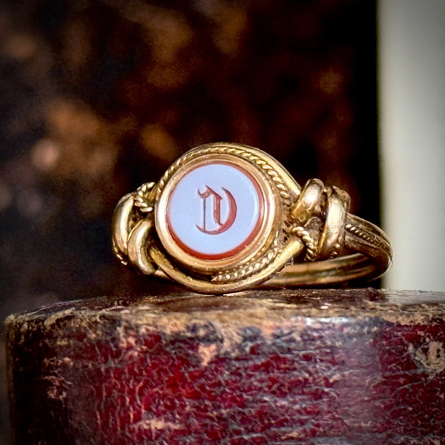 Antique Victorian 'C' Signet Ring in 9 Carat Gold; Circa 1880