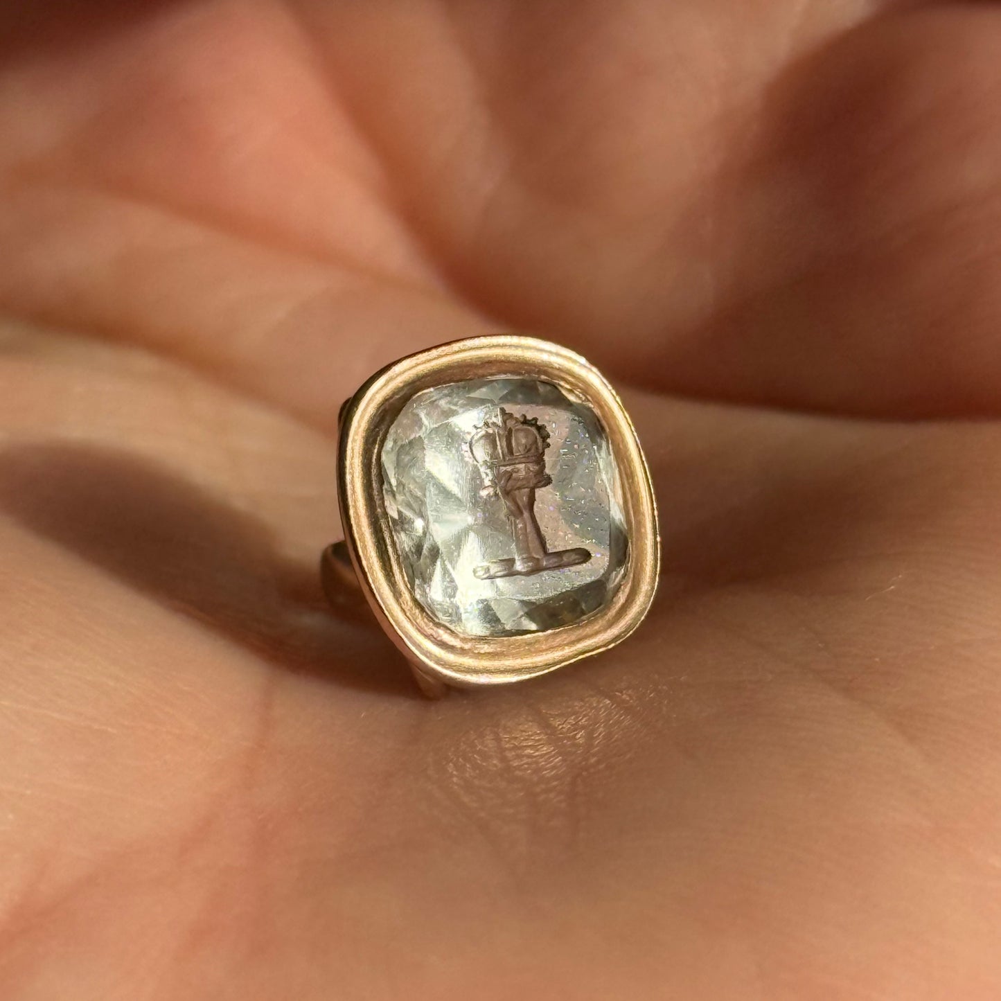 Antique Quartz Intaglio Fob in 9 Carat Gold; Circa 1860