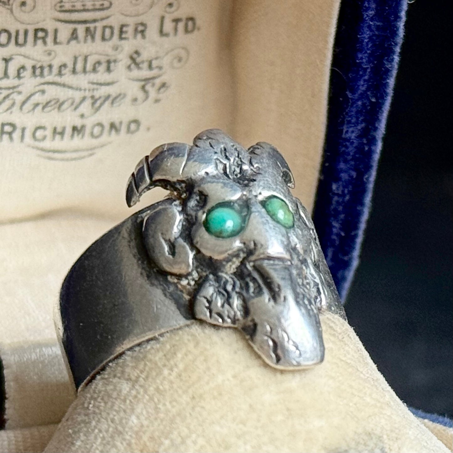 Antique Victorian Devil's Head Ring in Silver