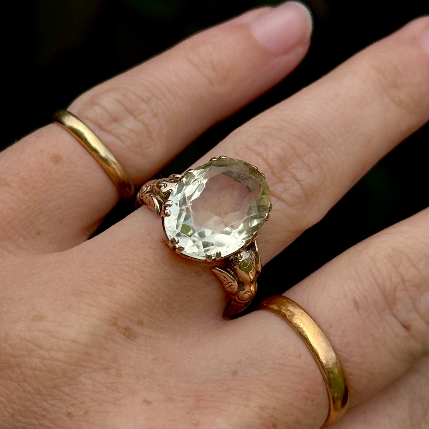 Vintage Citrine Angel Ring in 9 Carat Gold