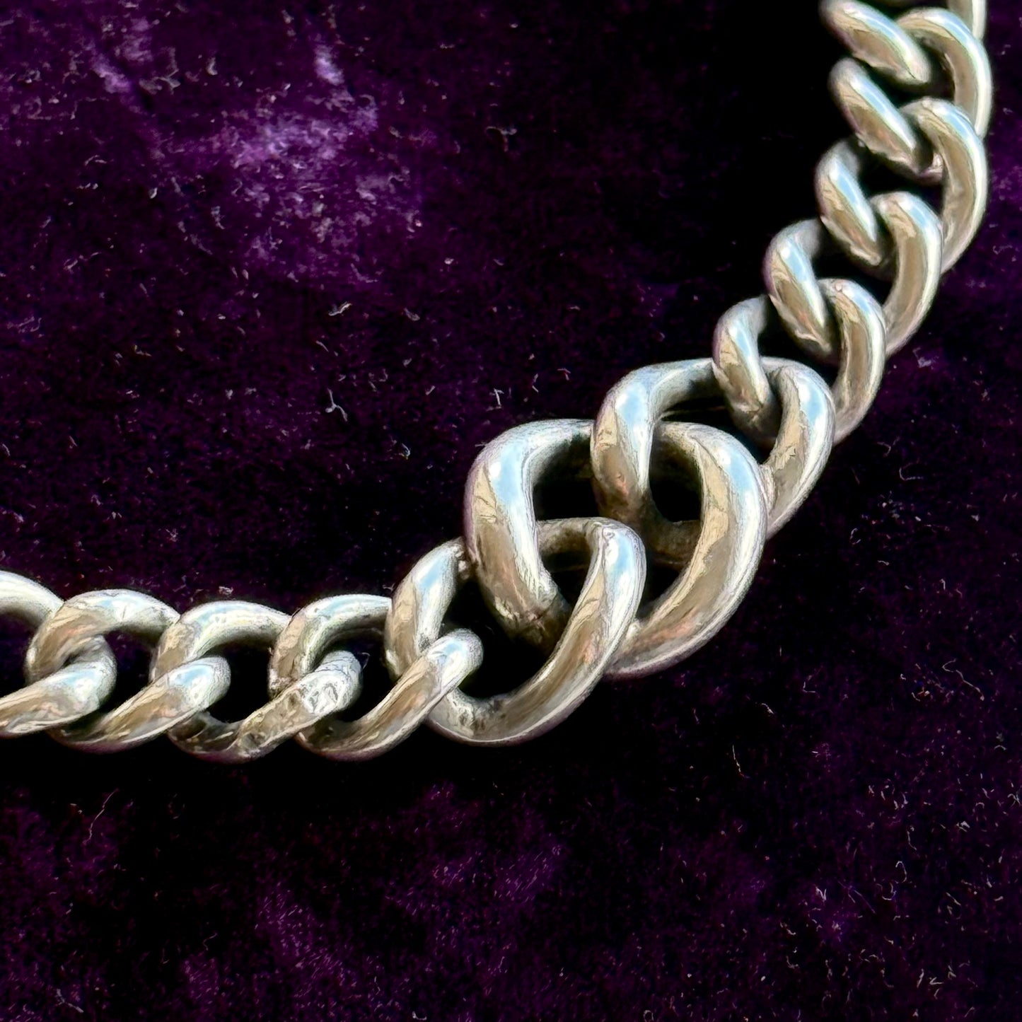 Antique Victorian silver Curb Chain Bracelet; Circa 1890