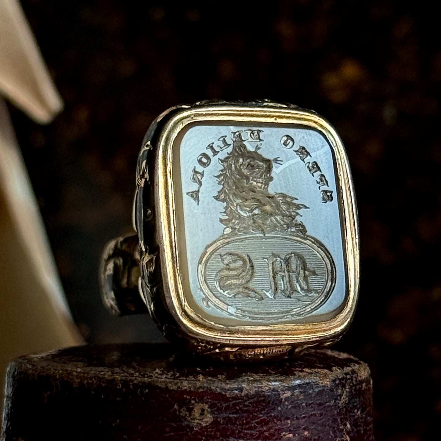 Victorian "I hope for better things" Intaglio Lion Fob Pendant