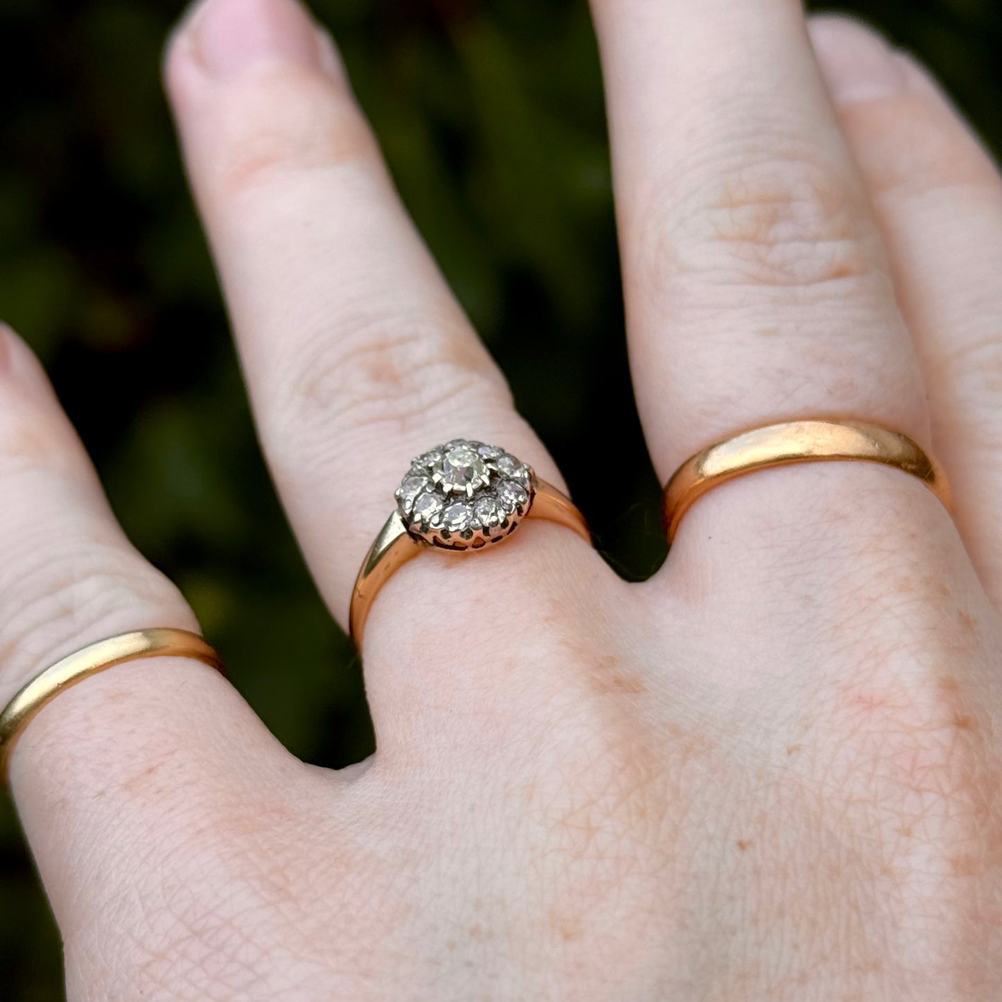 Antique Victorian Diamond Cluster Ring in 18 Carat Gold; Circa 1880