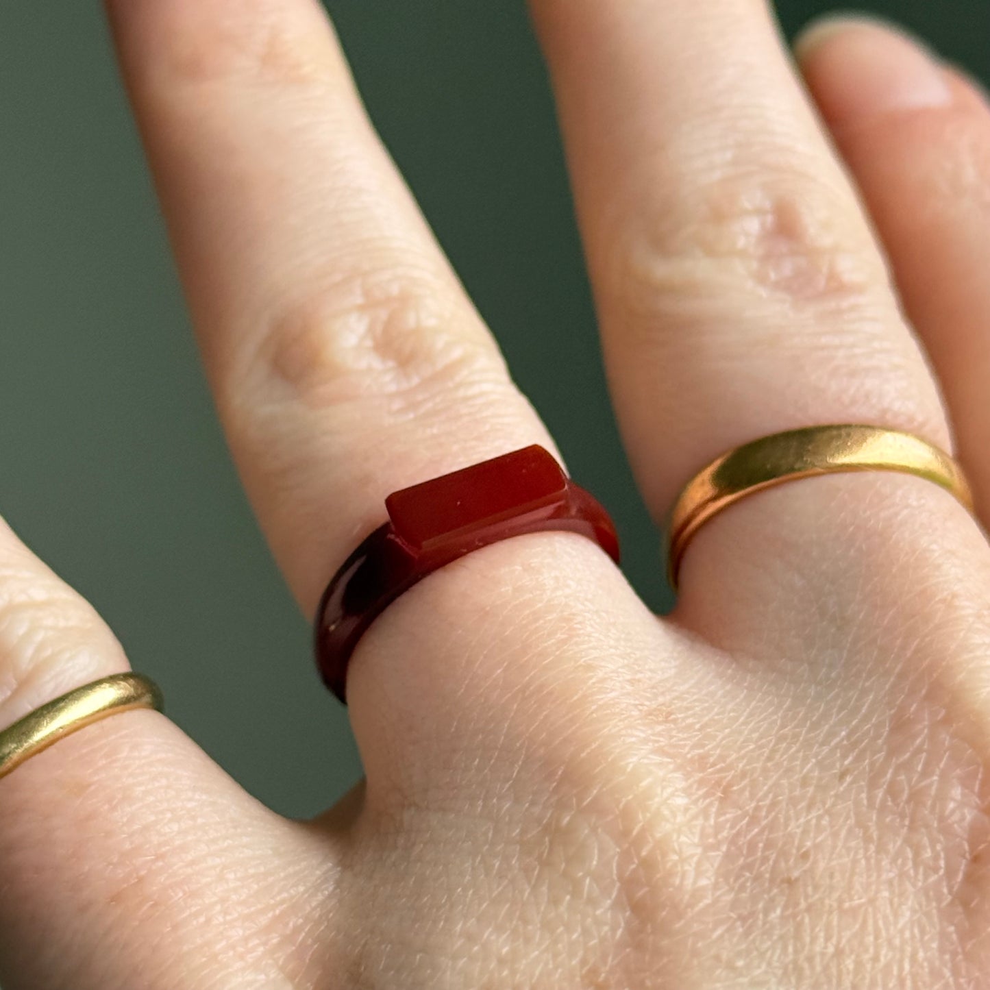 Antique Carnelian Carved Signet Ring; Circa 1880
