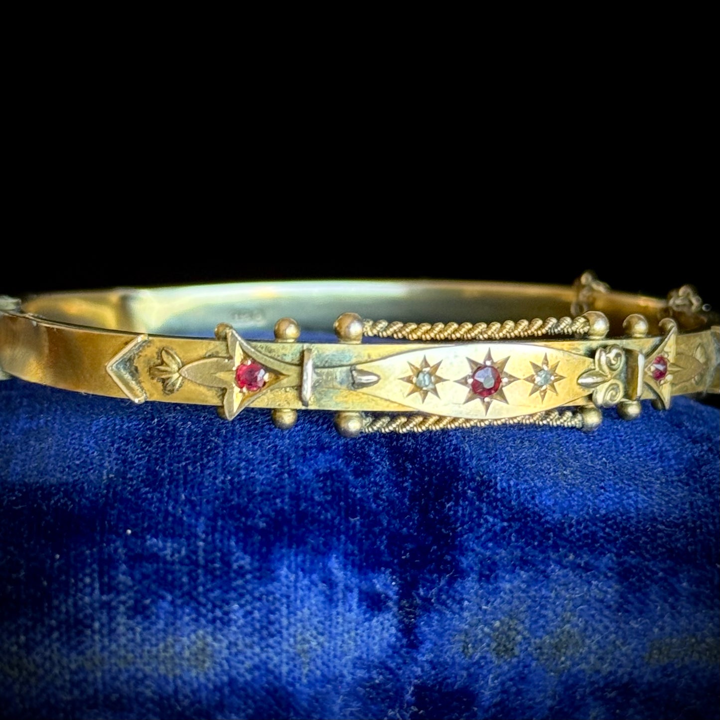 Antique Edwardian Ruby & Diamond Bangle; Circa  1902