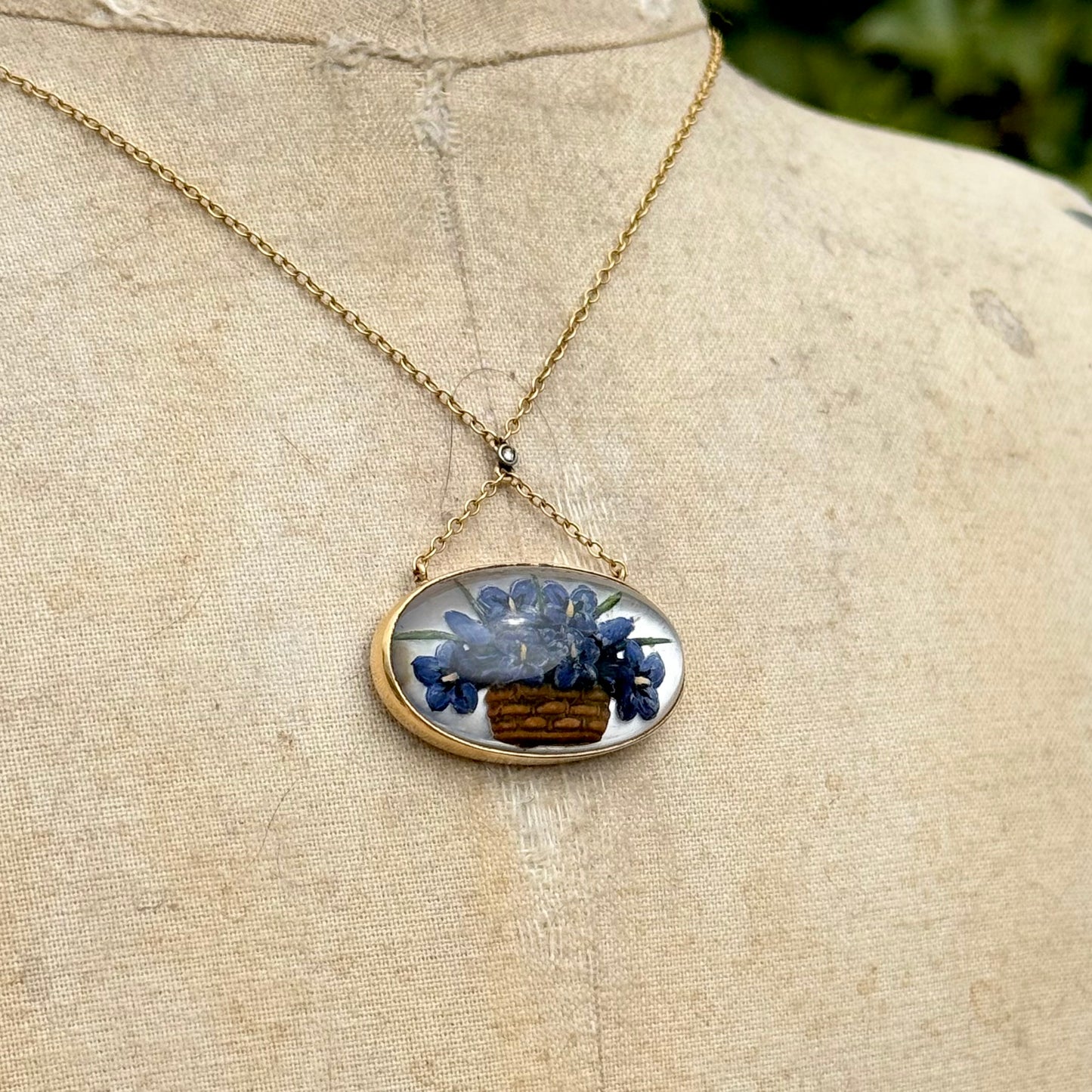 Antique Edwardian Floral Essex Crystal & Diamond Necklace