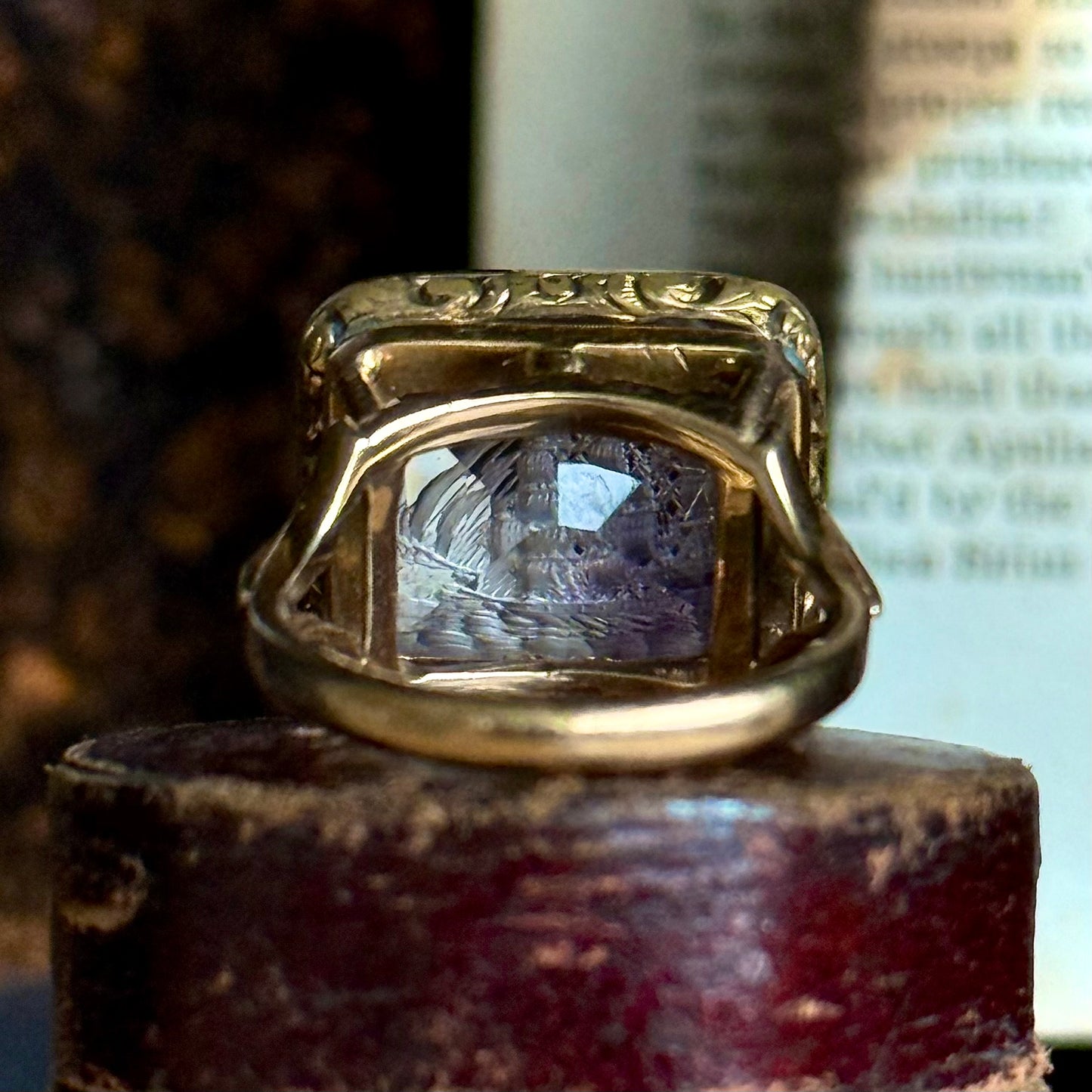 Georgian Amethyst Intaglio ‘Steadily and Proudly’ Conversion Ring,  Circa 18th Century