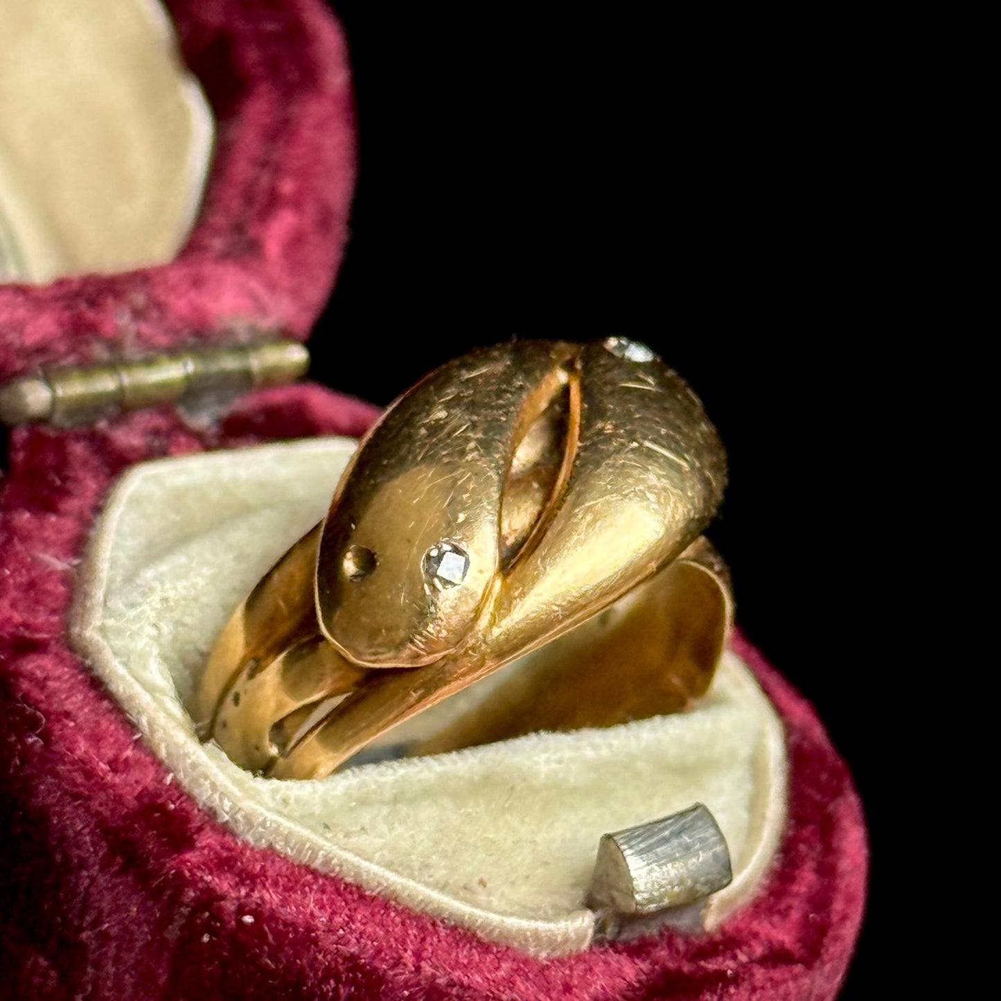 Victorian Diamond Double Snake Ring in 18 Carat Gold; Circa 1880
