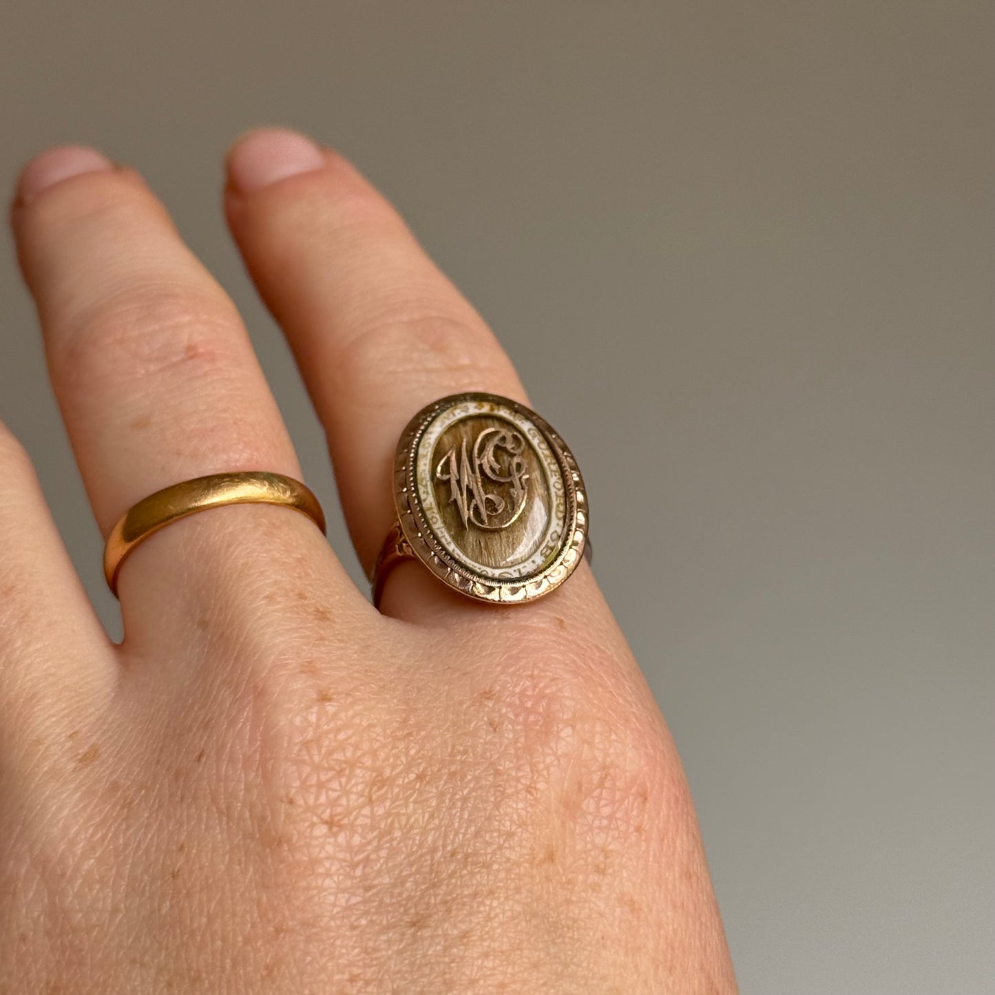 Georgian Enamel Mourning Ring in 9 Carat Gold; Circa 1781