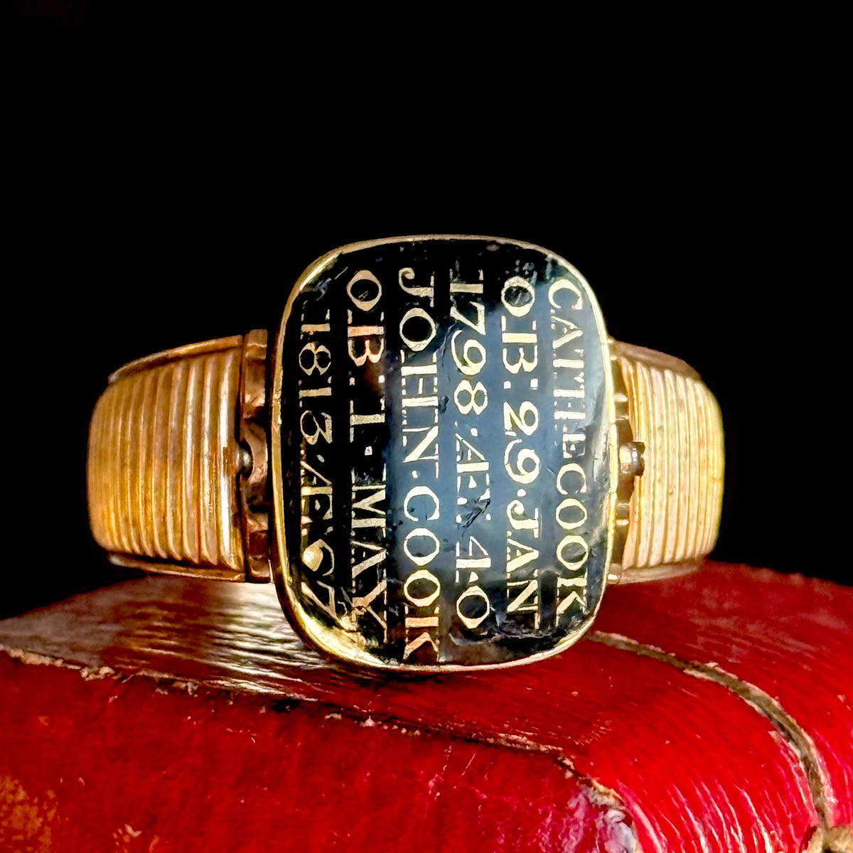 Antique Georgian Mourning Ring 9 Carat Gold; Circa 1813