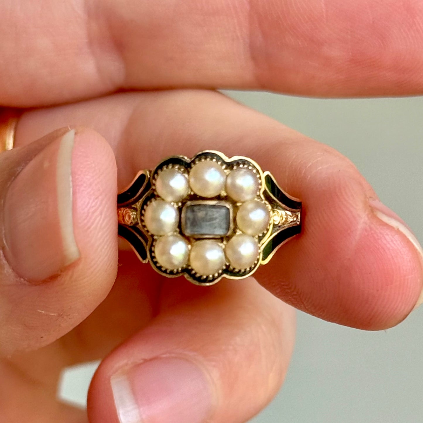 Georgian Era Hidden Locket Mourning Ring; Circa 1829