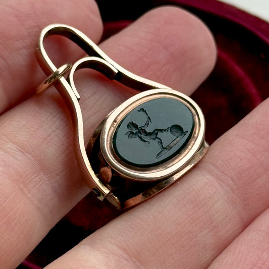 Antique Georgian Sentimental Intaglio Spinning Fob Pendant
