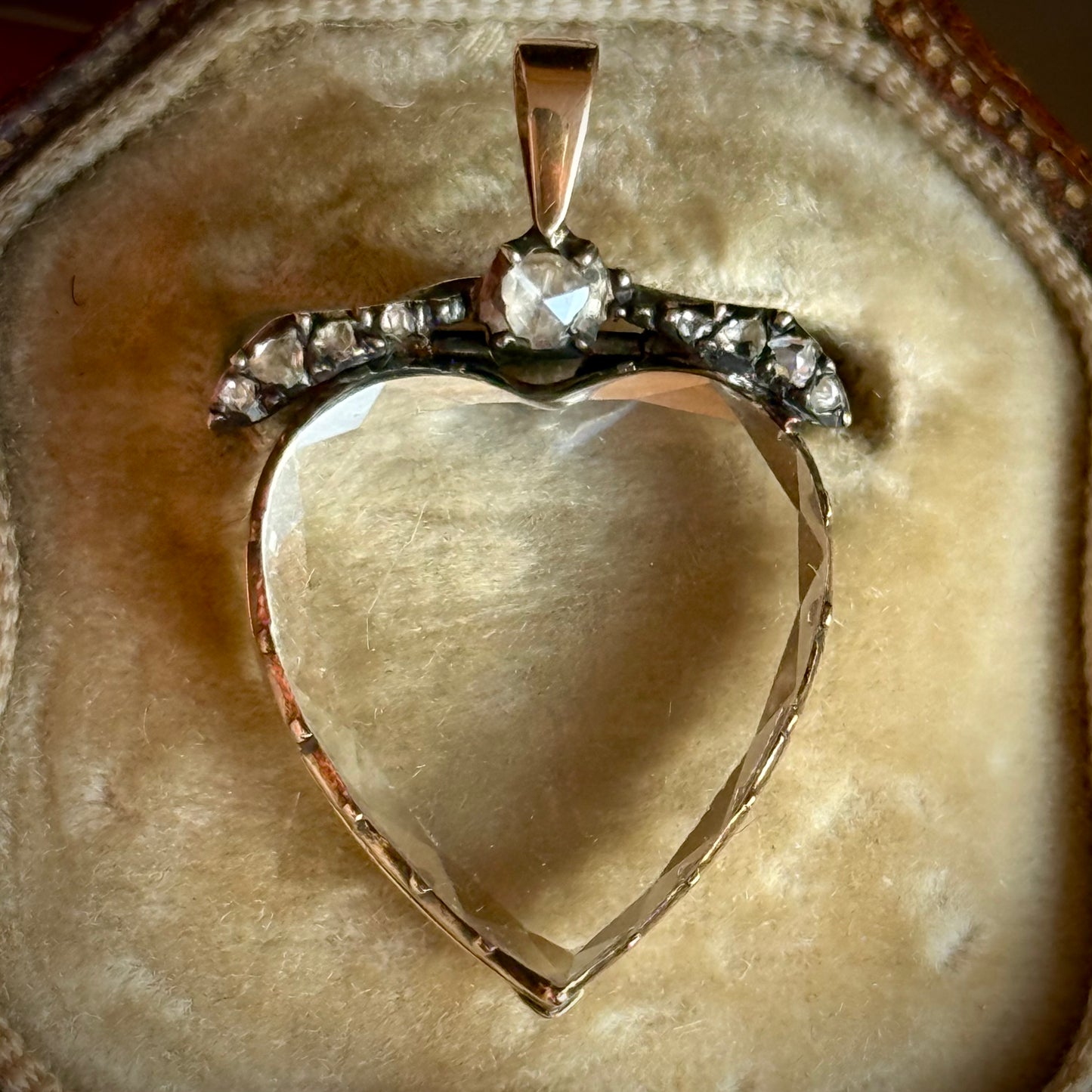 Georgian Diamond Heart Rock Crystal Locket; Circa 1800