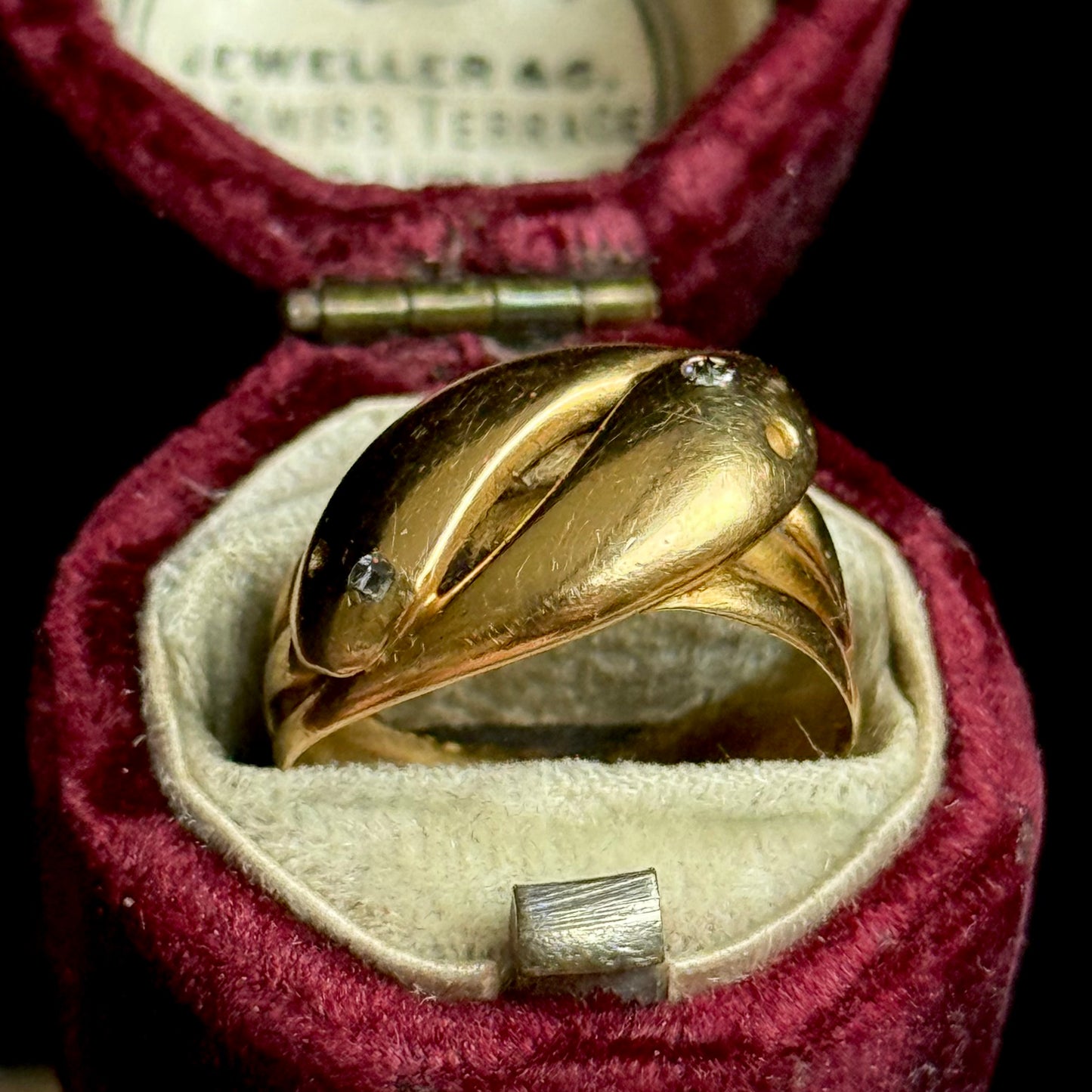 Victorian Diamond Double Snake Ring in 18 Carat Gold; Circa 1880
