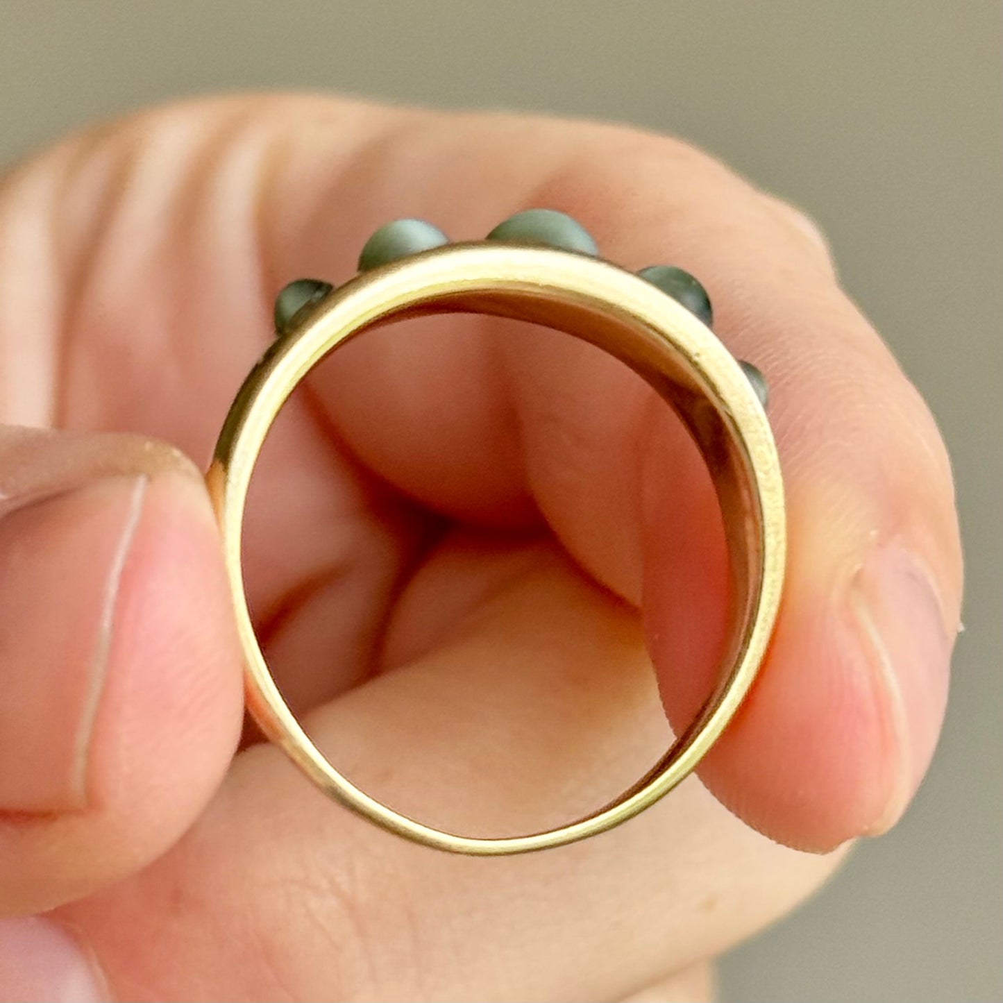 Victorian Chrysoberyl Gypsy Ring in 18 Carat Gold; Circa 1880