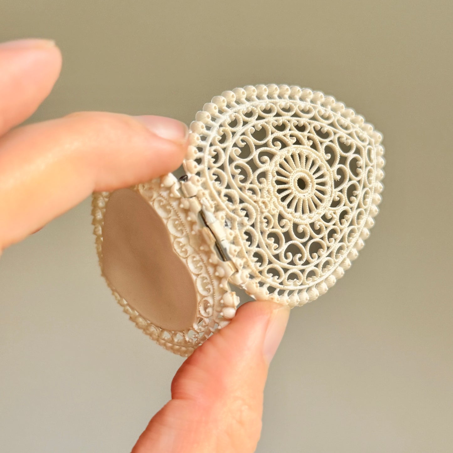 Vintage Early Plastic Filigree Ring Box