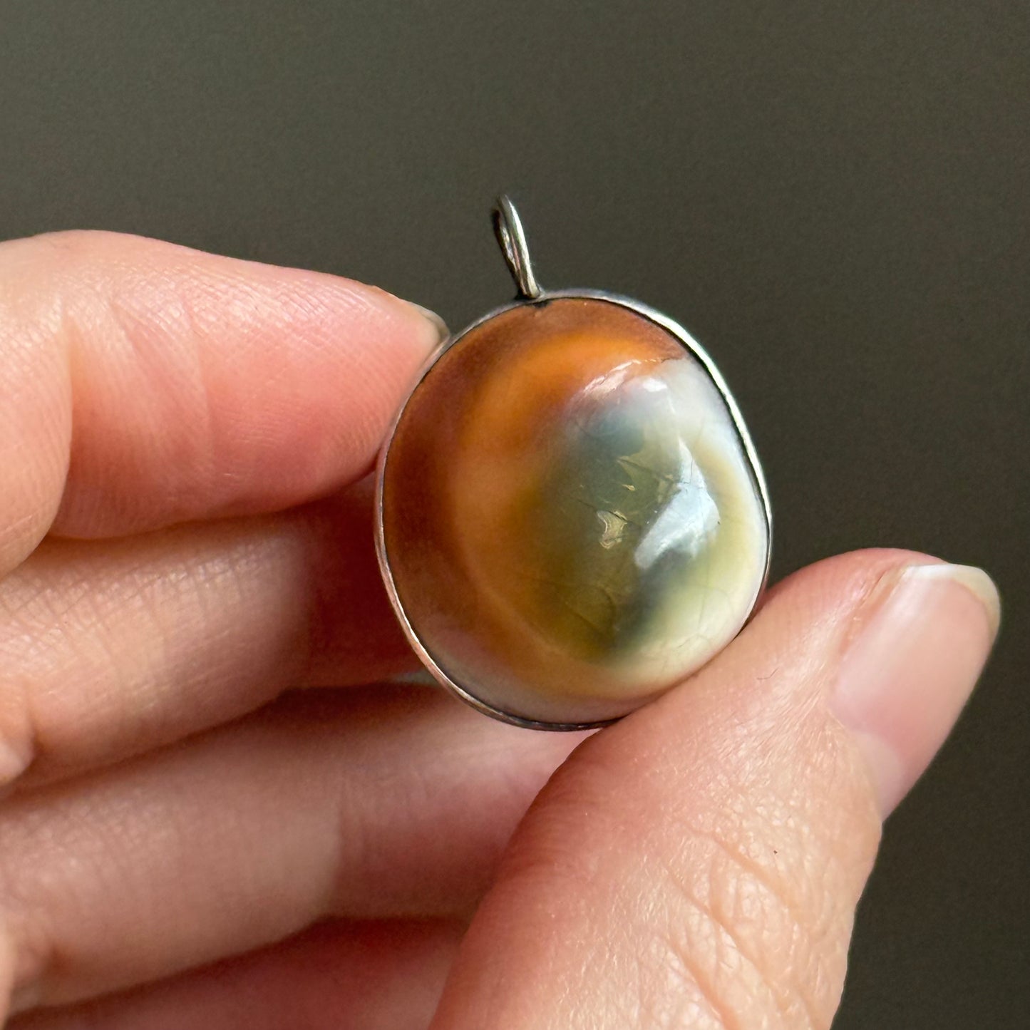 Victorian Operculum Pendant in Silver; Circa 1890