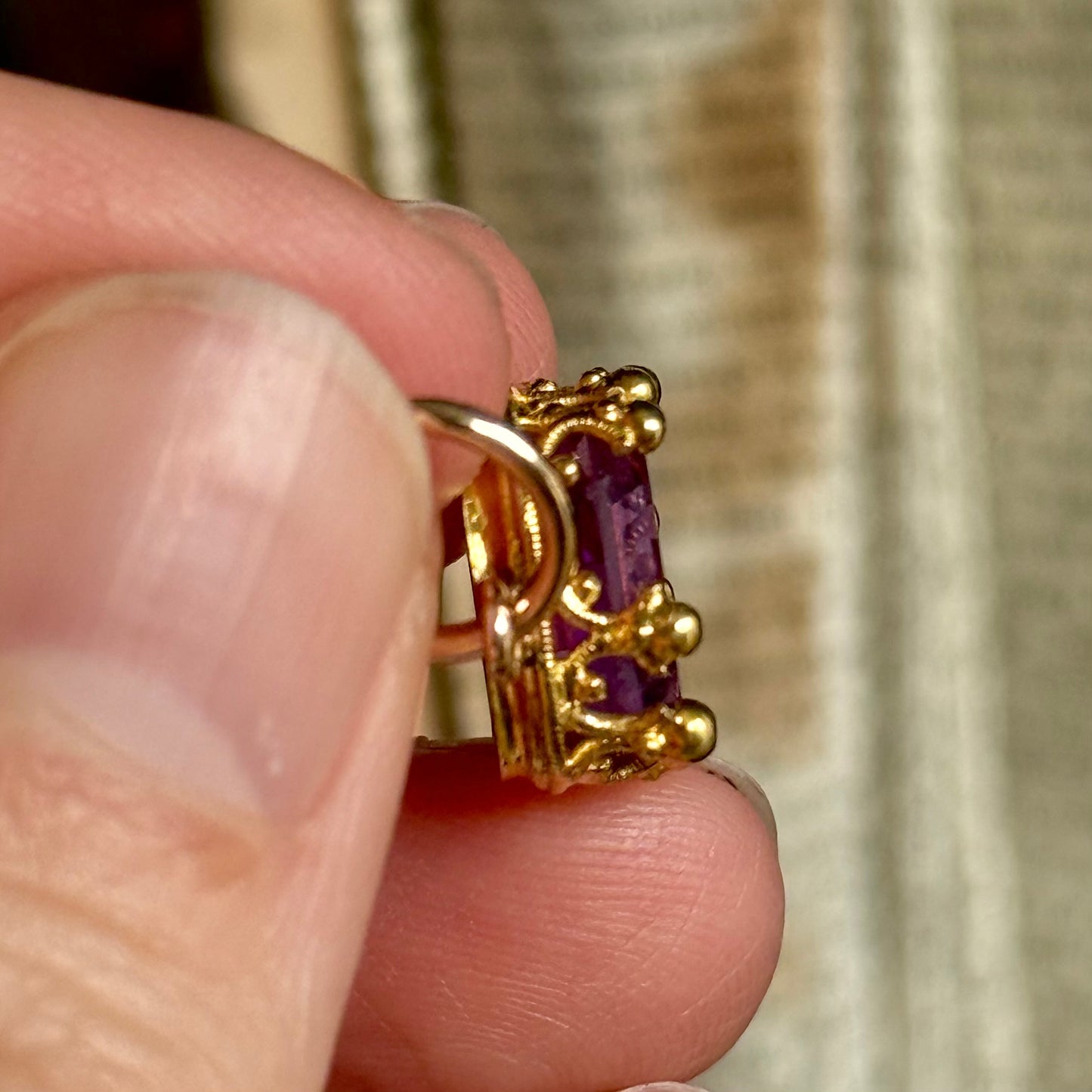 Antique Amethyst Intaglio Pendant in Gold