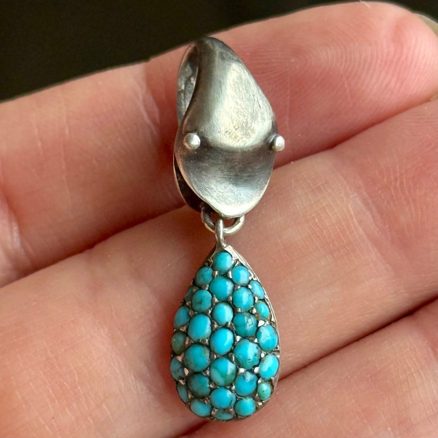 Antique Turquoise Snake Pendant in Silver