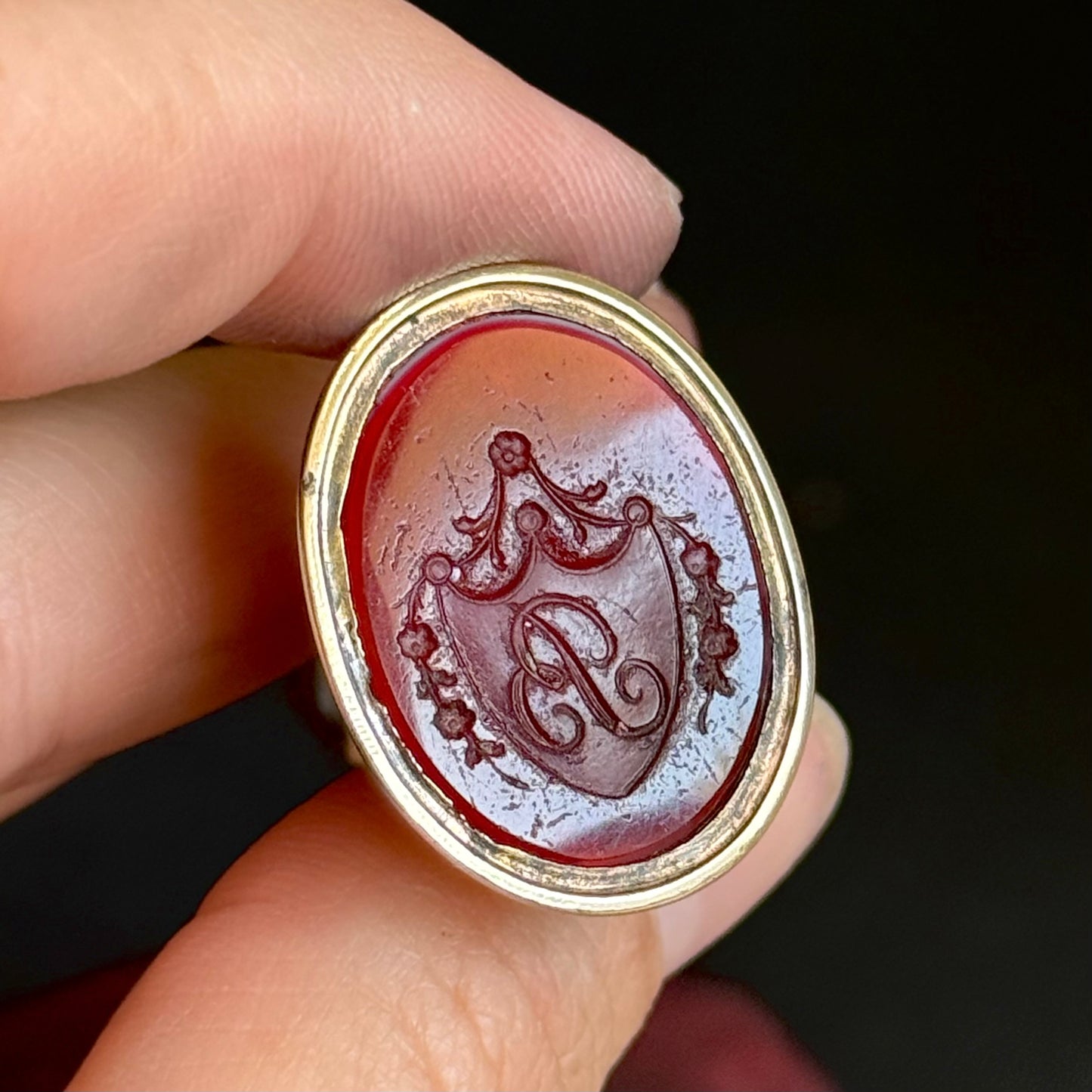 Antique Victorian 'R' Intaglio Fob Pendant
