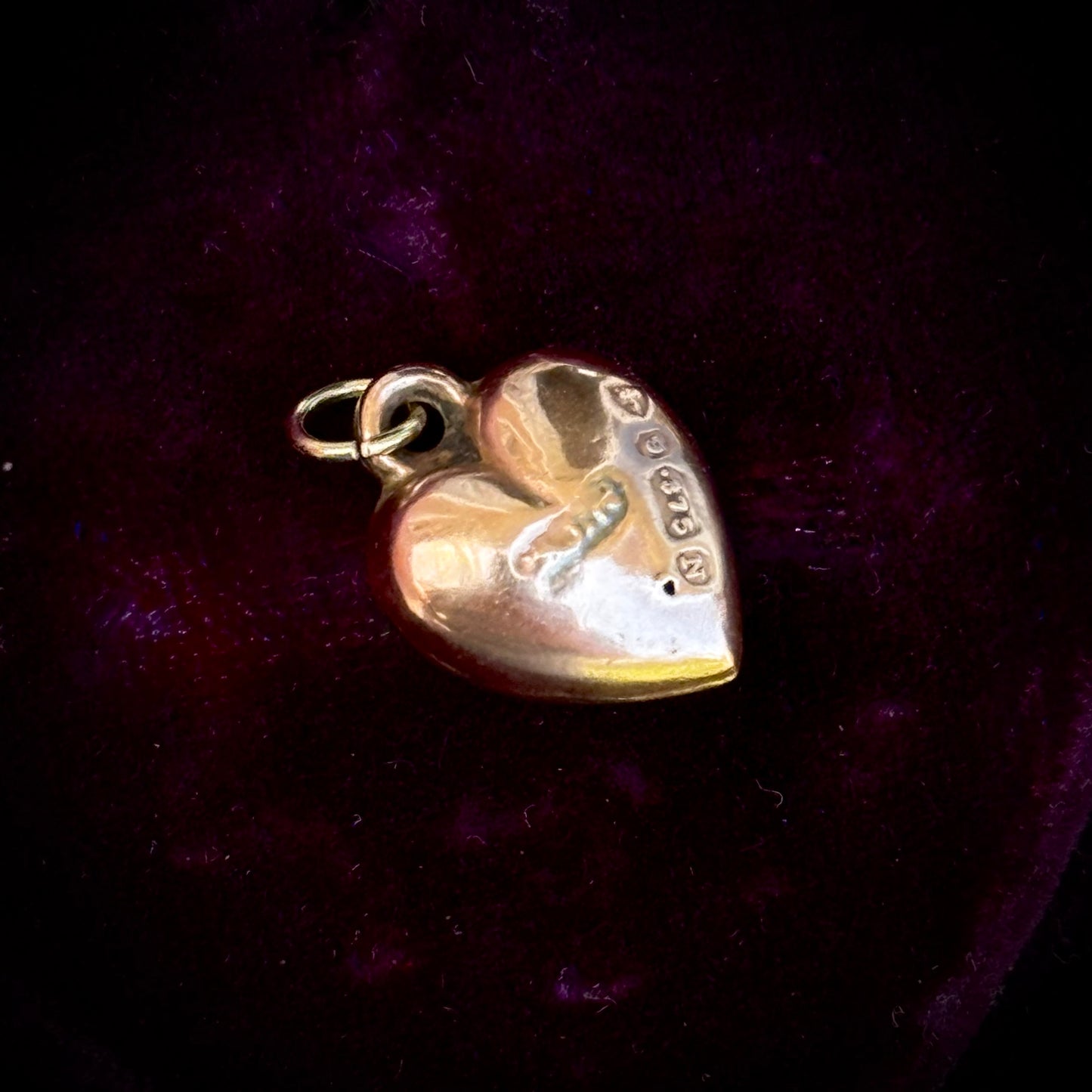 Antique Victorian Tiny Pearl Puffy Heart Pendant