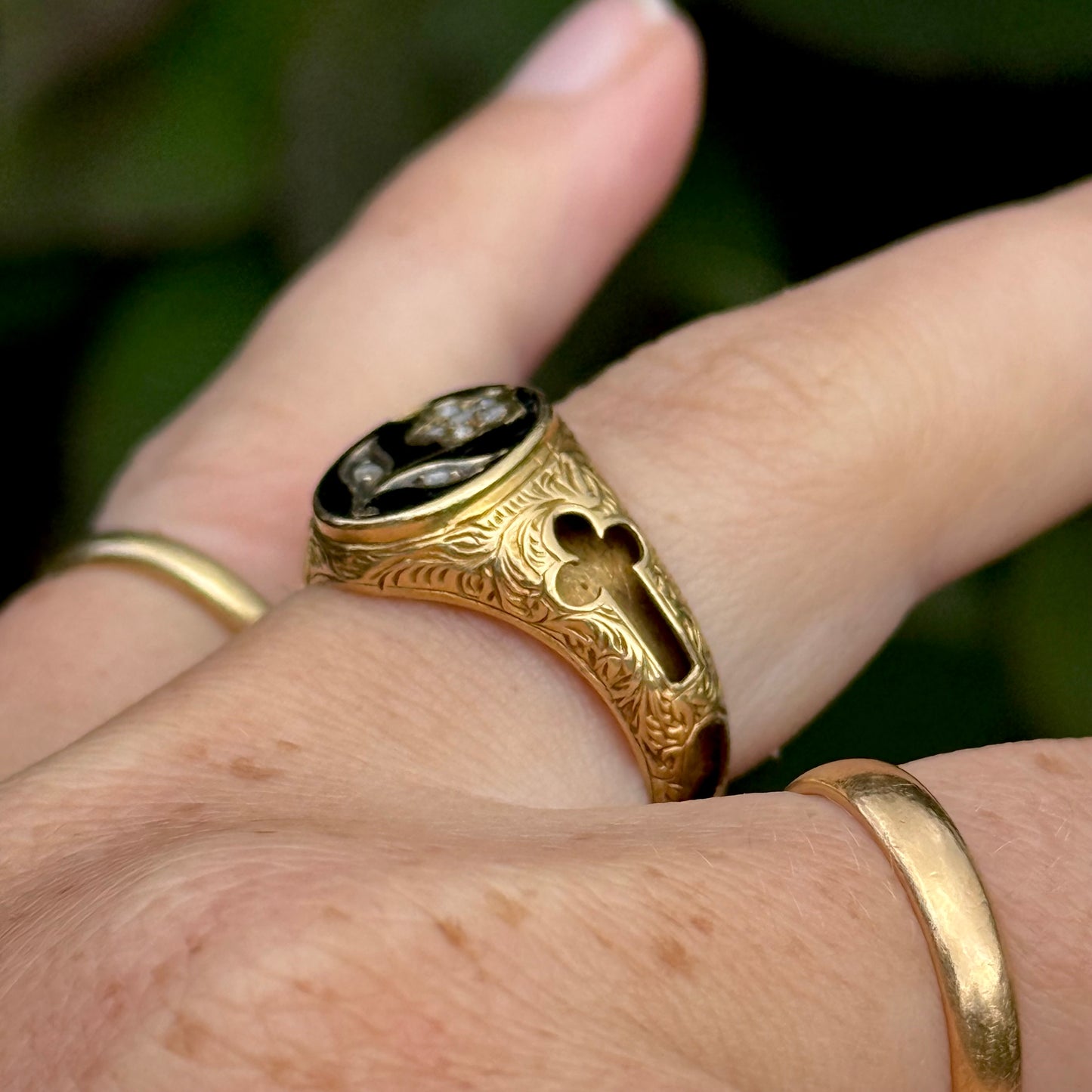 Victorian Forget Me Not Diamond Mourning Ring