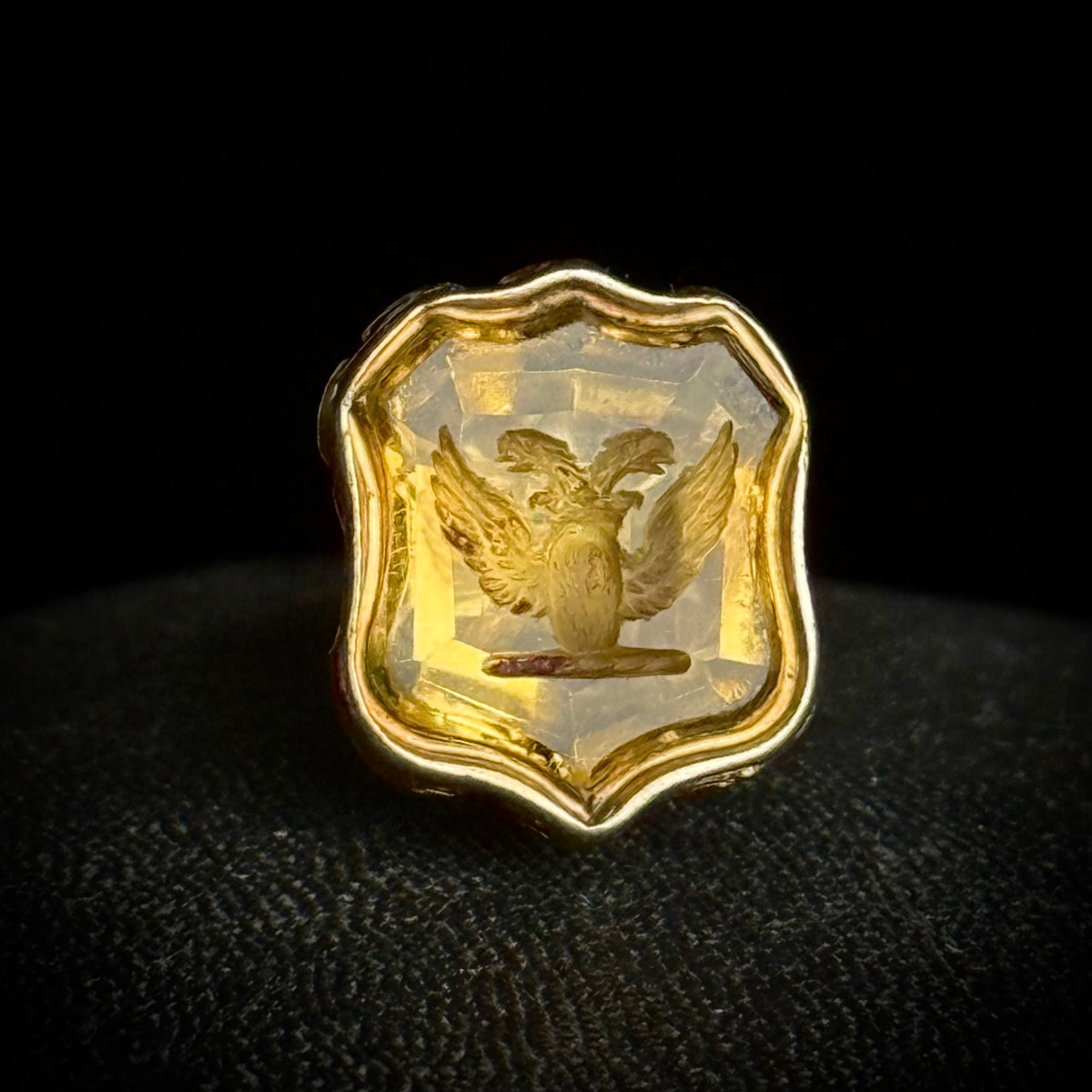 Antique Victorian Citrine Intaglio Fob Pendant; Circa 1860