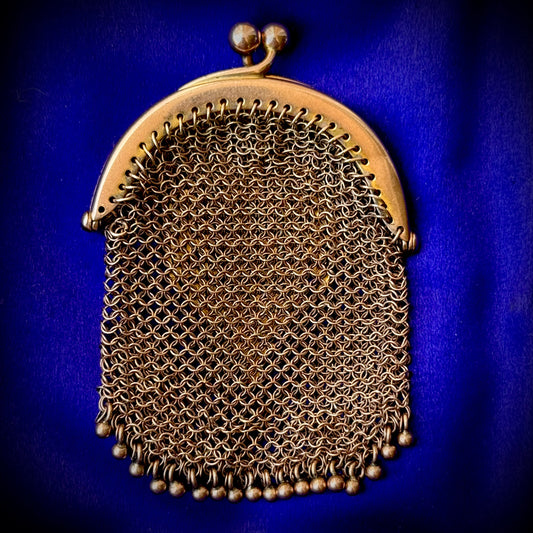 Antique Miniature Woven Mesh Purse Pendant