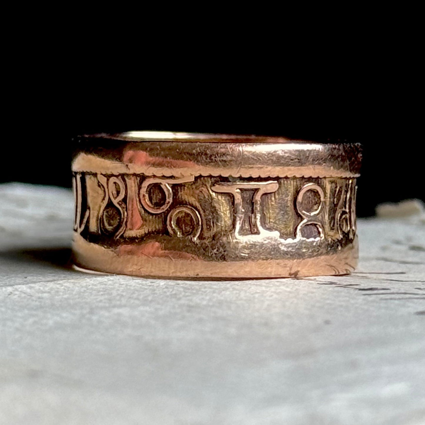 Antique Georgian Zodiac Ring in 9 Carat Gold; Circa 1800