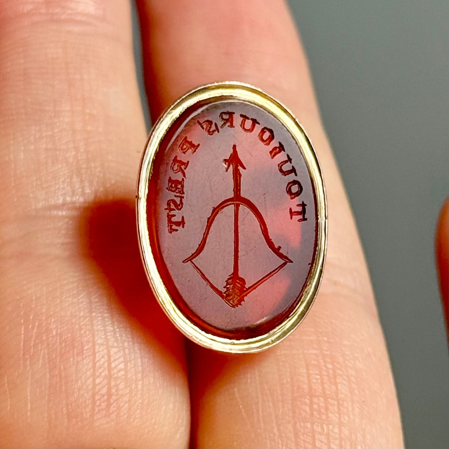 Antique Carnelian French Arrow Intaglio Fob Pendant
