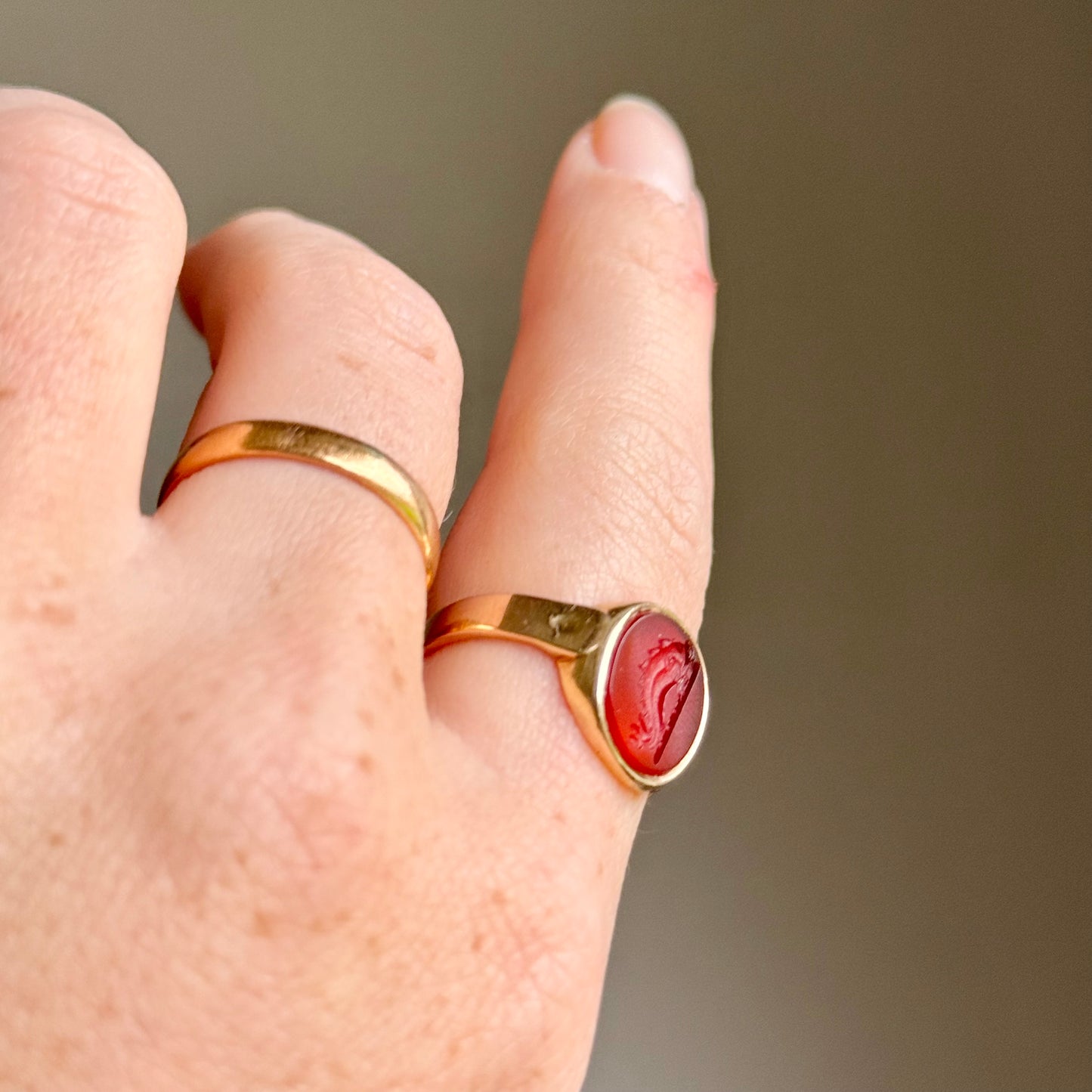 Edwardian Mythical Creature Intaglio Ring in 9 Carat Gold