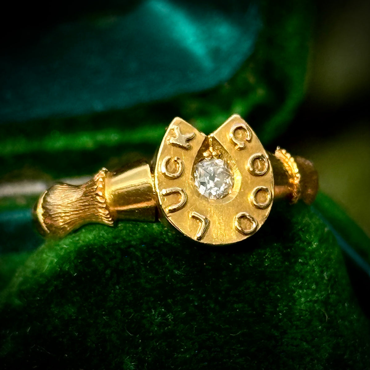 Antique Diamond Lucky Horseshoe Ring in 18 Carat Gold; circa 1884