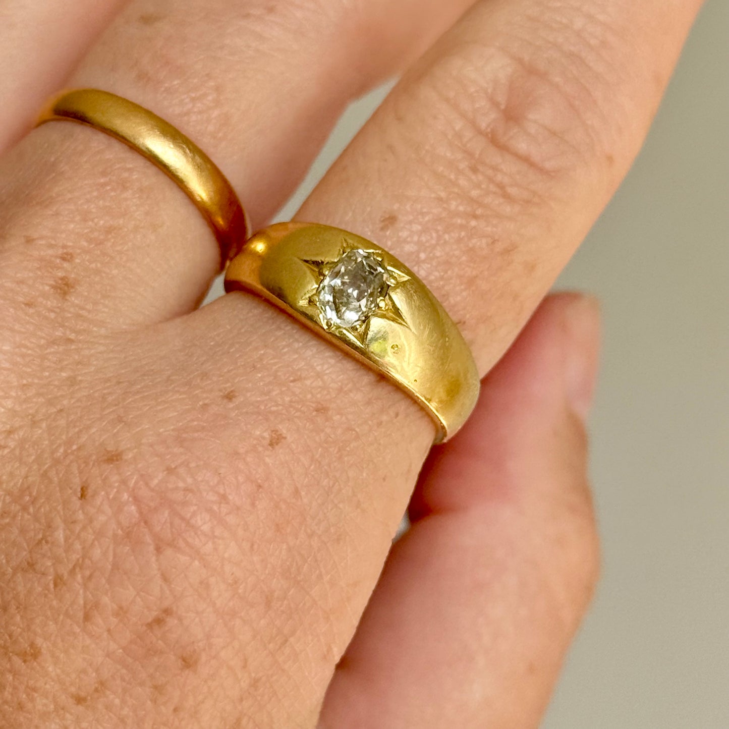 Victorian Oval Old Cut Ring in 18 Carat Gold; Circa 1880