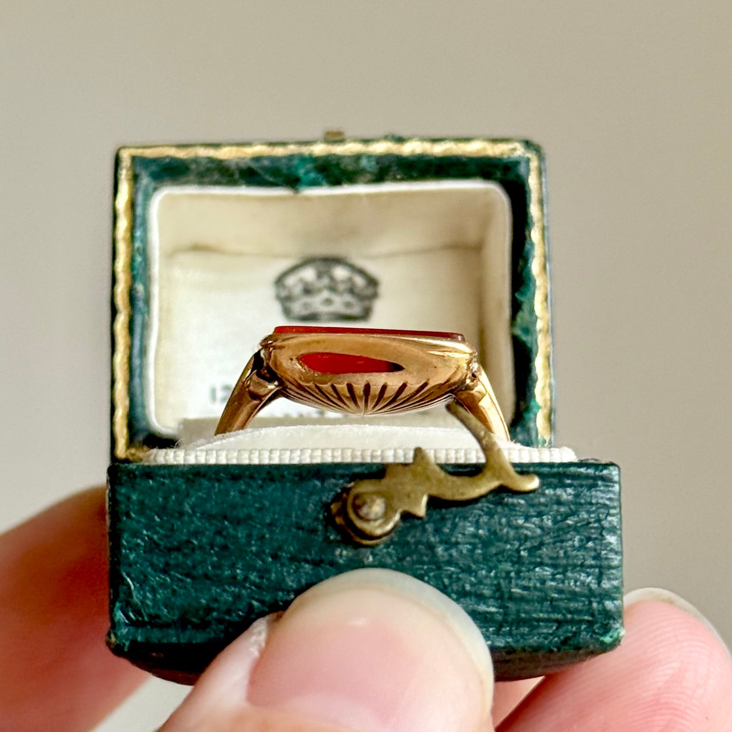 Georgian Carnelian Intaglio Seal Ring  “Not Caught Yet” Mousetrap; Circa 1830