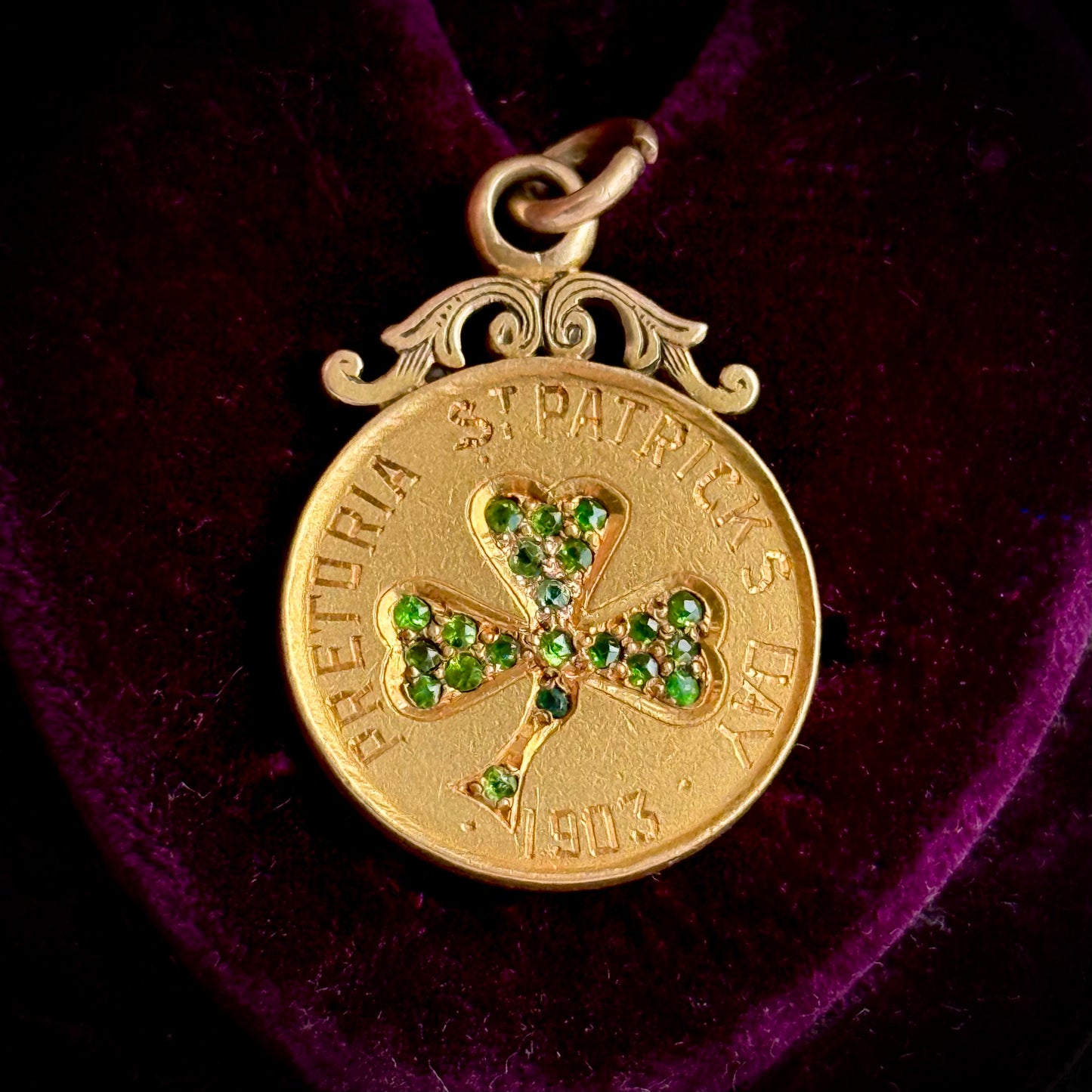 Antique Edwardian St Patrick's Day Pendant in 14 Carat Gold; Circa 1903