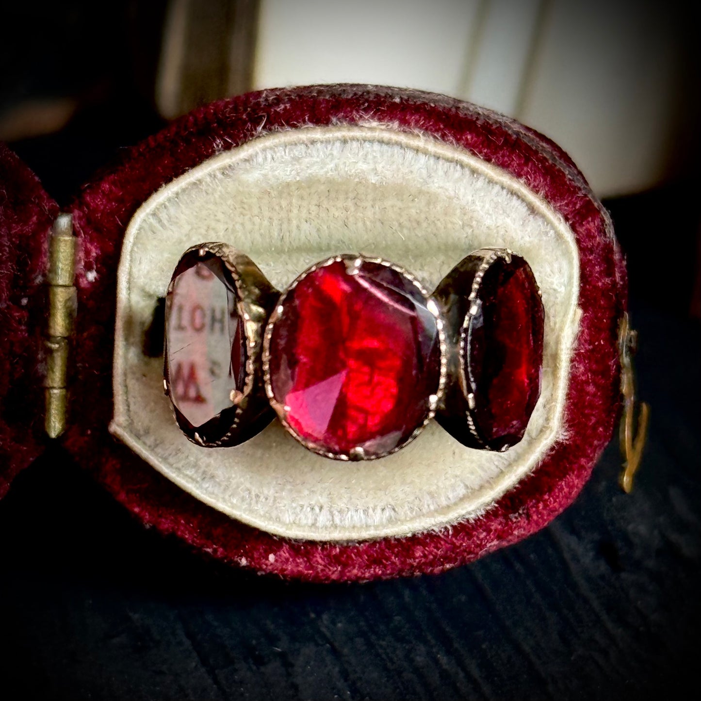 Georgian Foil Backed Garnet Ring in 15 Carat Gold, Circa 1830